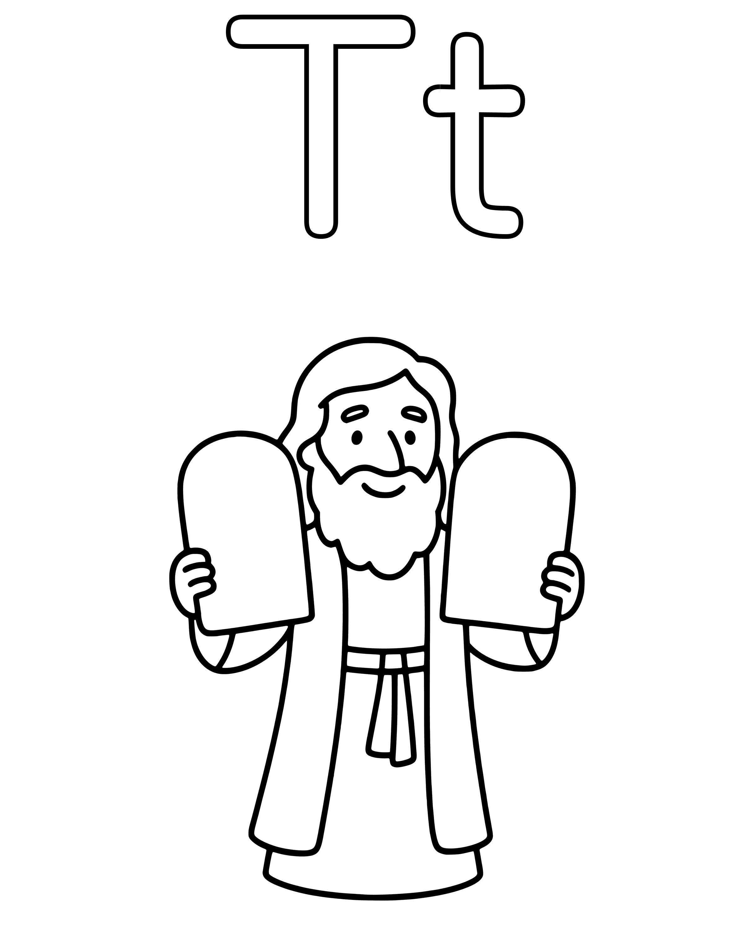 Easy T Is for Tablets of Stone coloring page