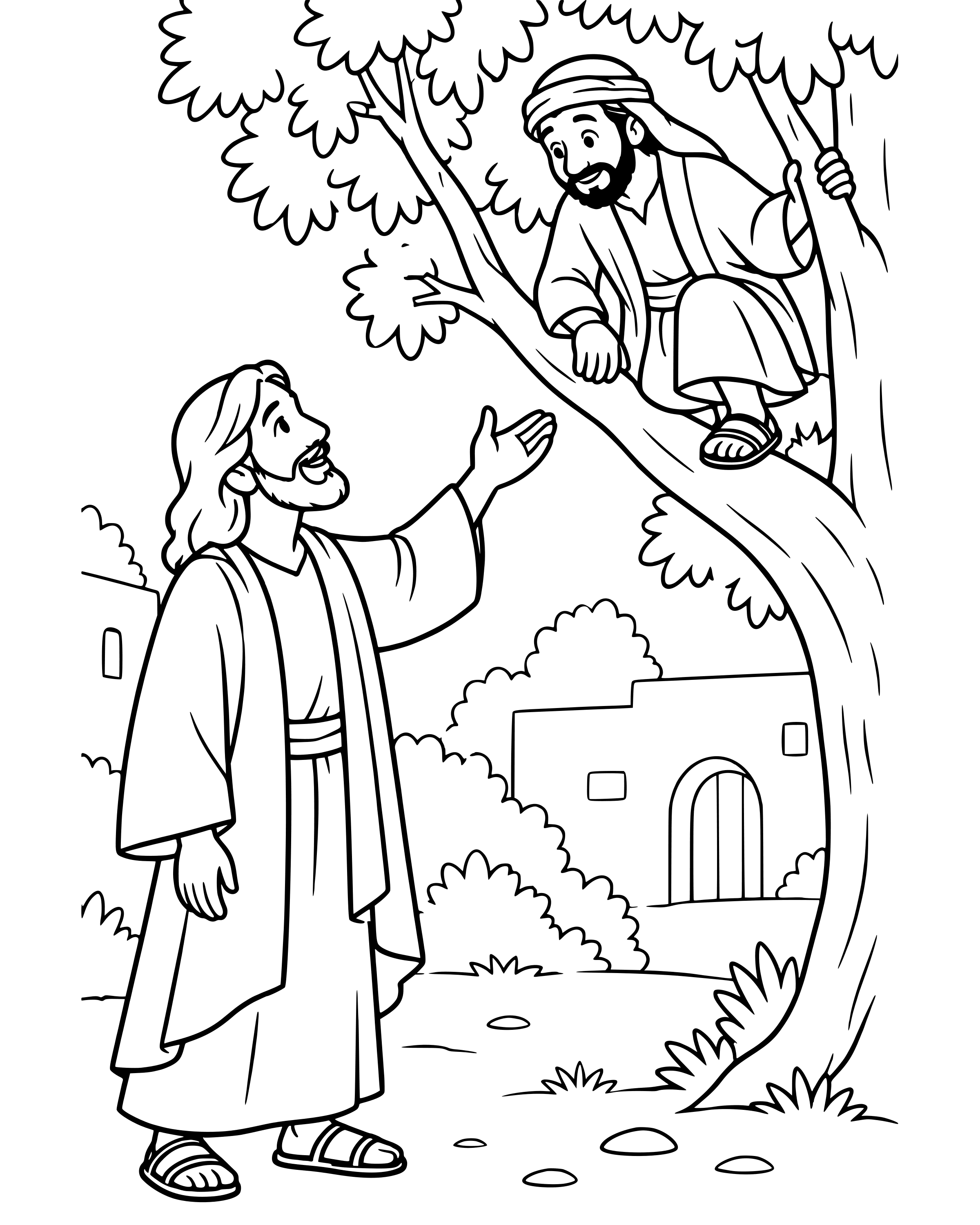 Simple Zacchaeus, Come Down! coloring page