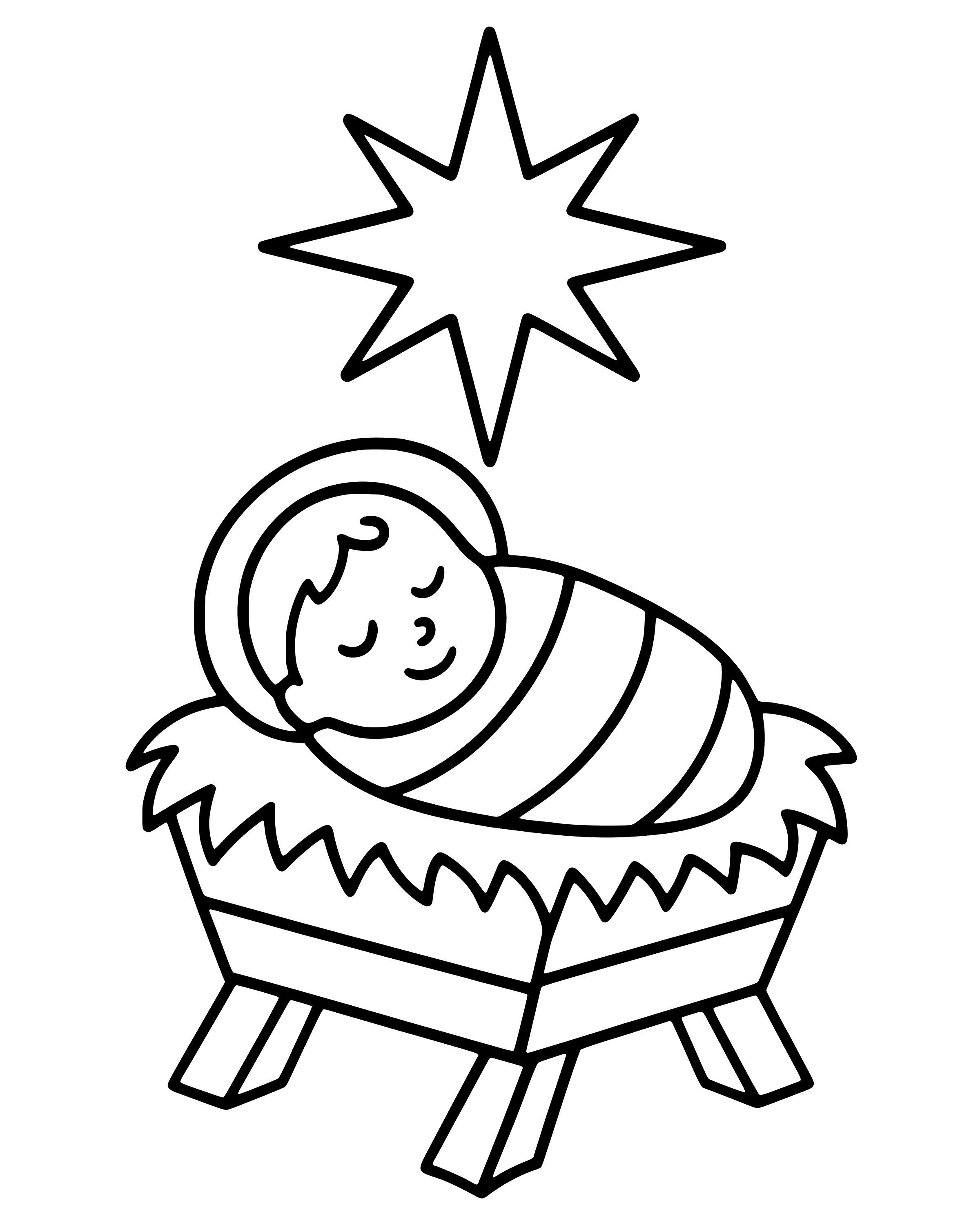 Easy Baby Jesus in the Manger coloring page