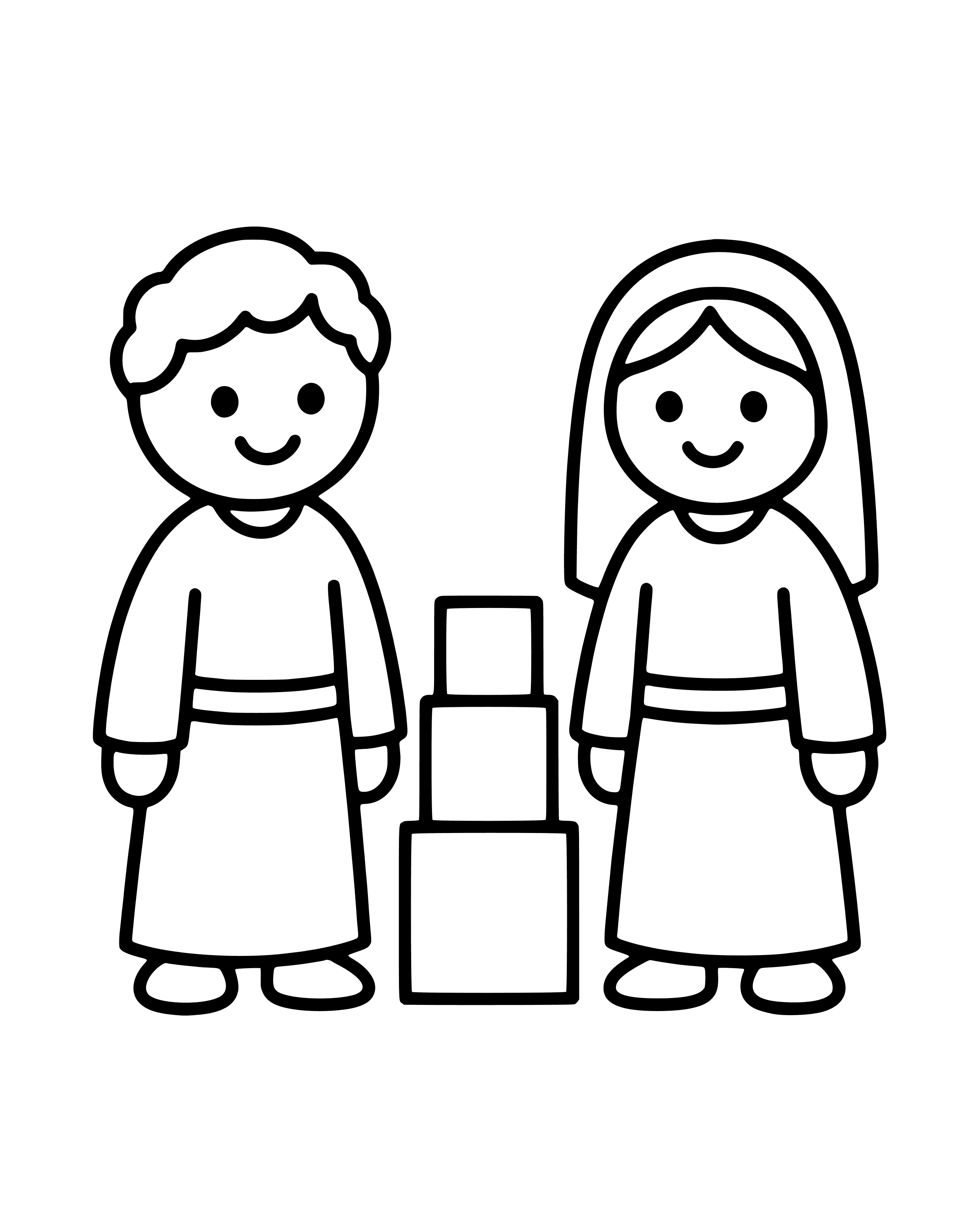 Many Languages at Babel, easy printable coloring page for ages 2–4