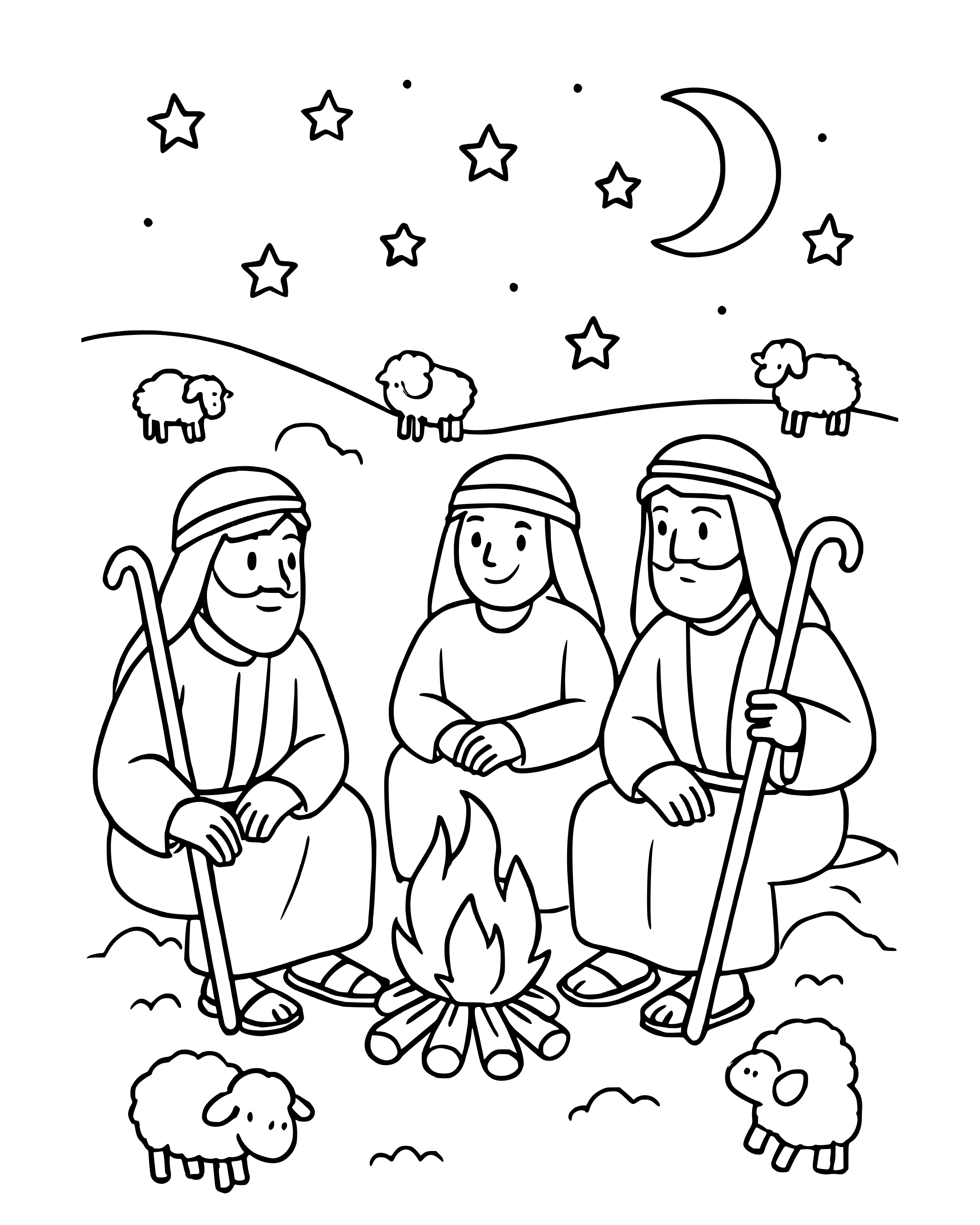 Simple Shepherds Watching Their Flocks coloring page