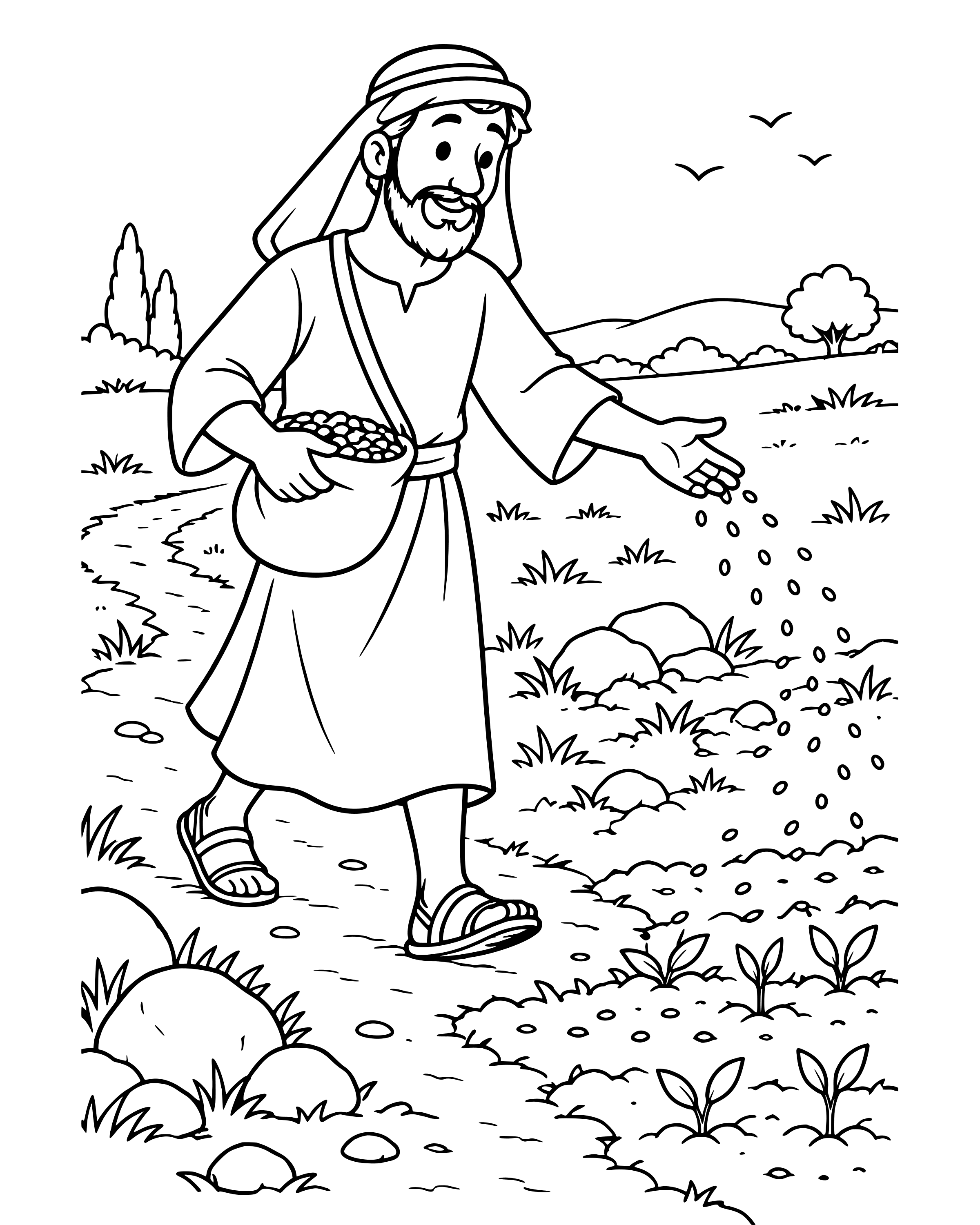Simple The Farmer Sows Seeds coloring page