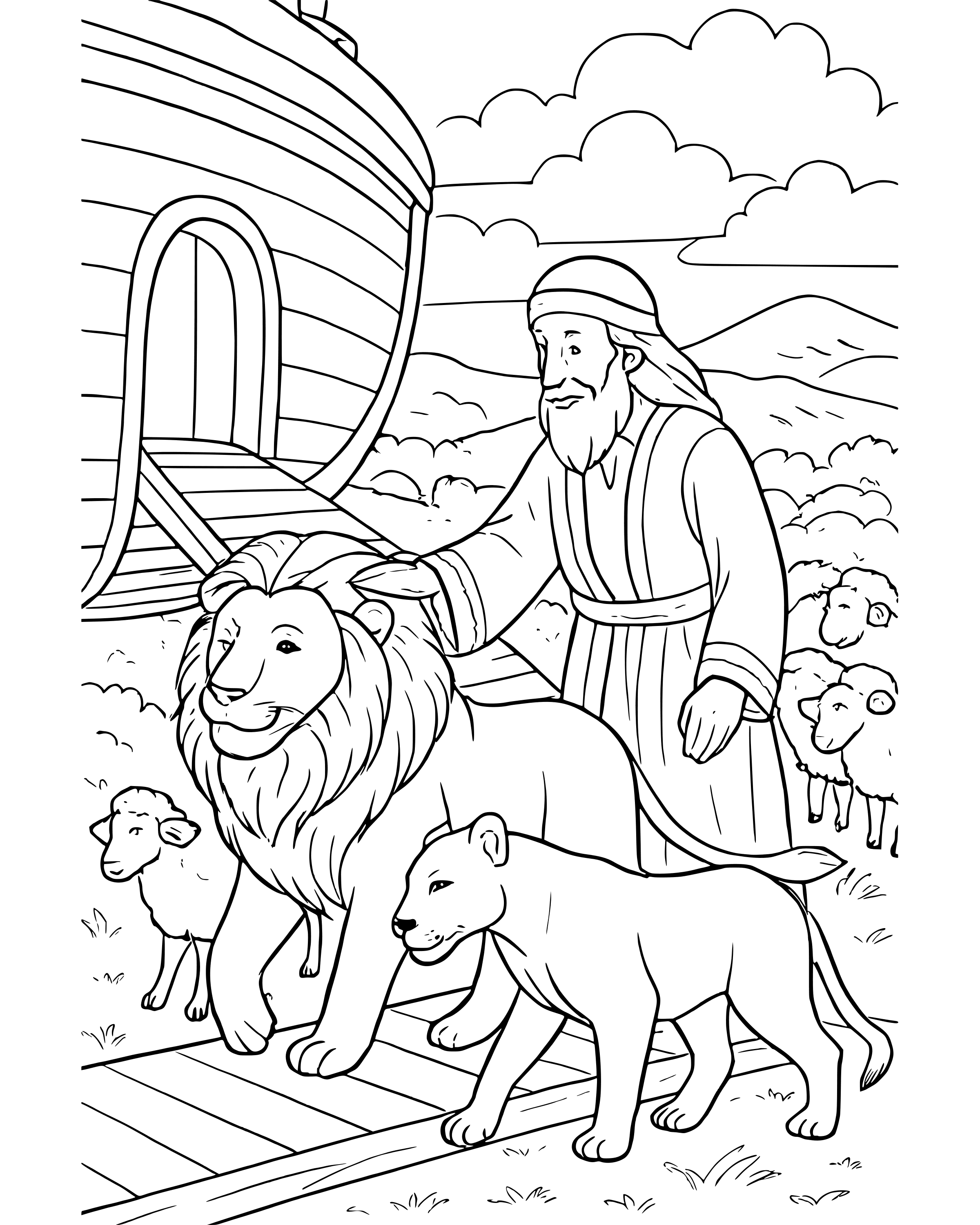 Detailed Two by Two: Lions coloring page