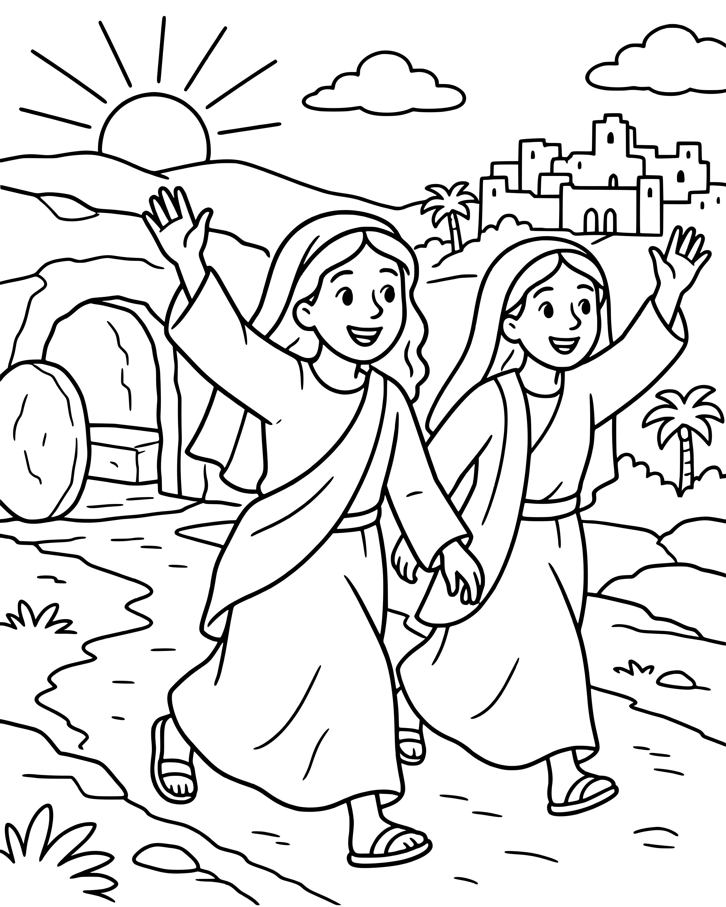 Simple The Women Run to Tell the Good News coloring page