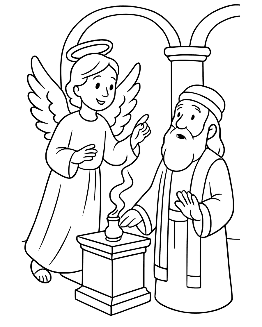 Simple An Angel Visits Zechariah coloring page