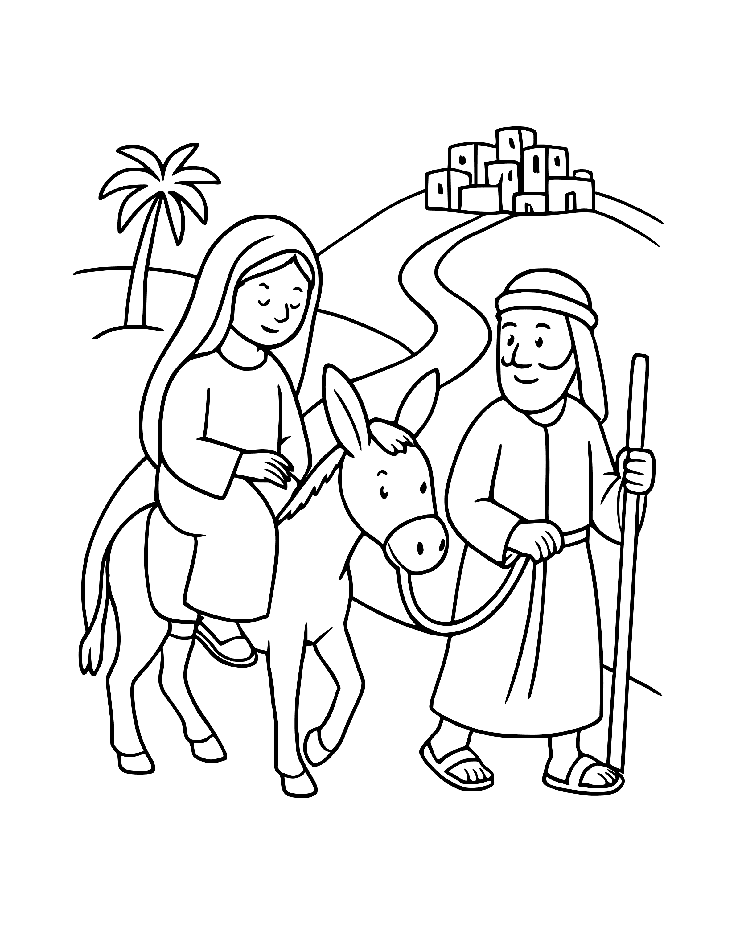 Simple The Journey to Bethlehem coloring page