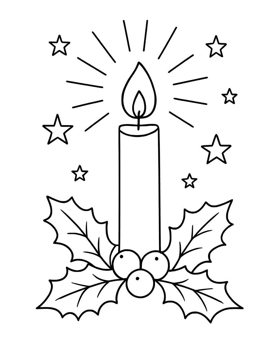 Simple Christmas Candle: Jesus the Light of the World coloring page