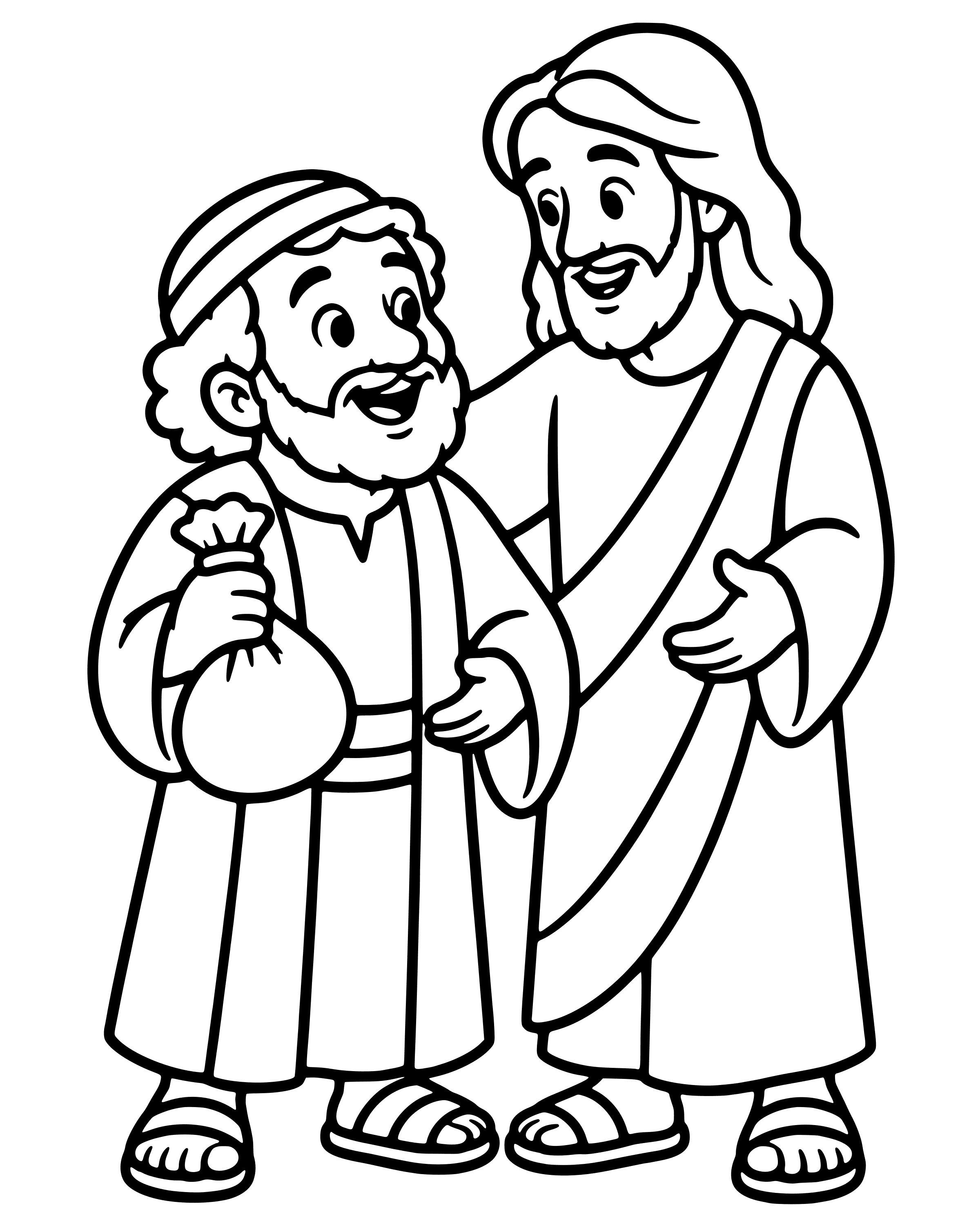 Easy Zacchaeus Gives It All Back coloring page