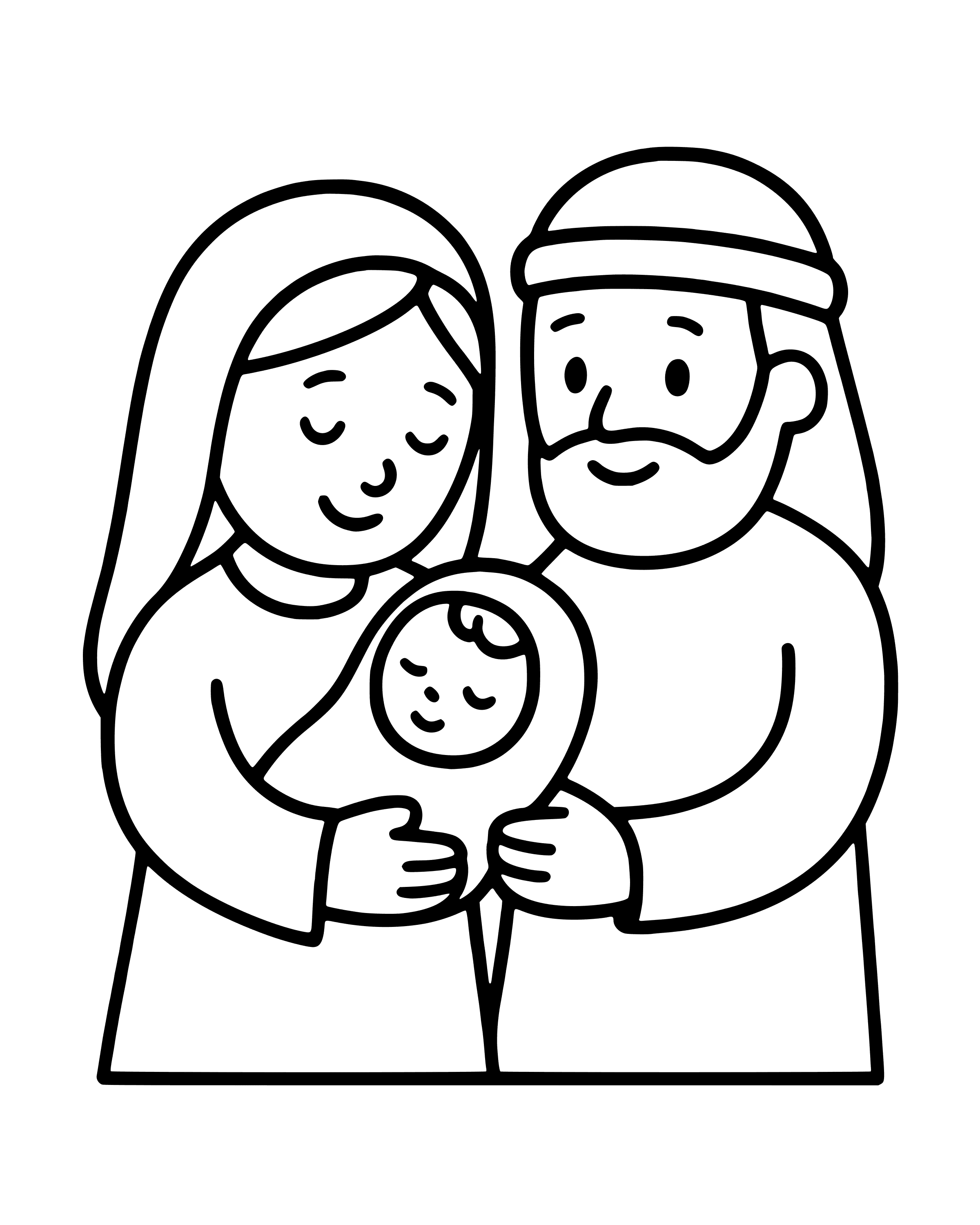 Easy Mary and Joseph with Baby Jesus coloring page