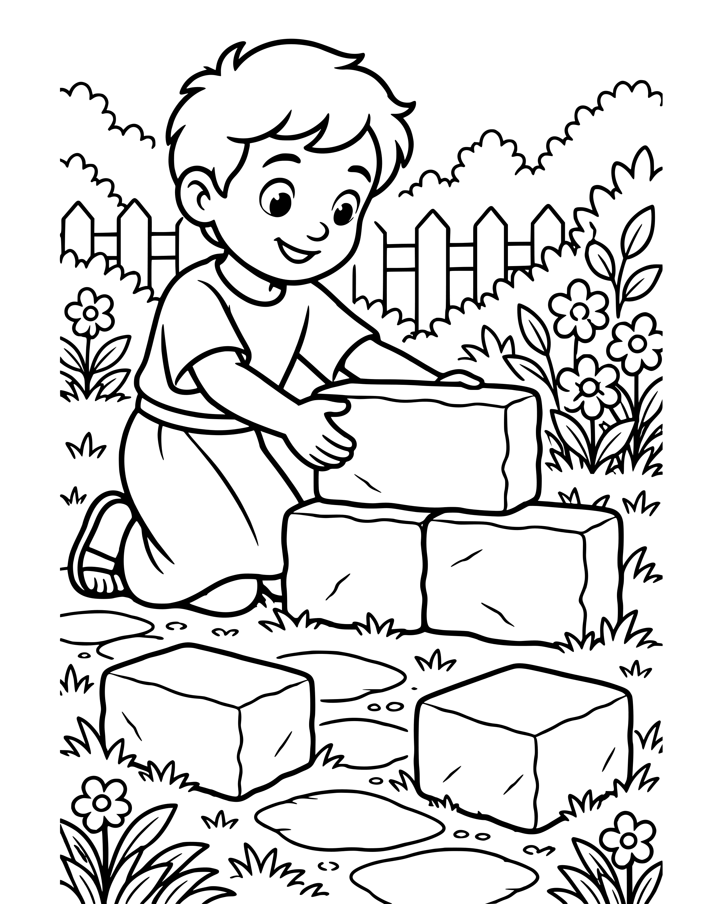 A Time to Build, detailed printable coloring page for ages 8–12