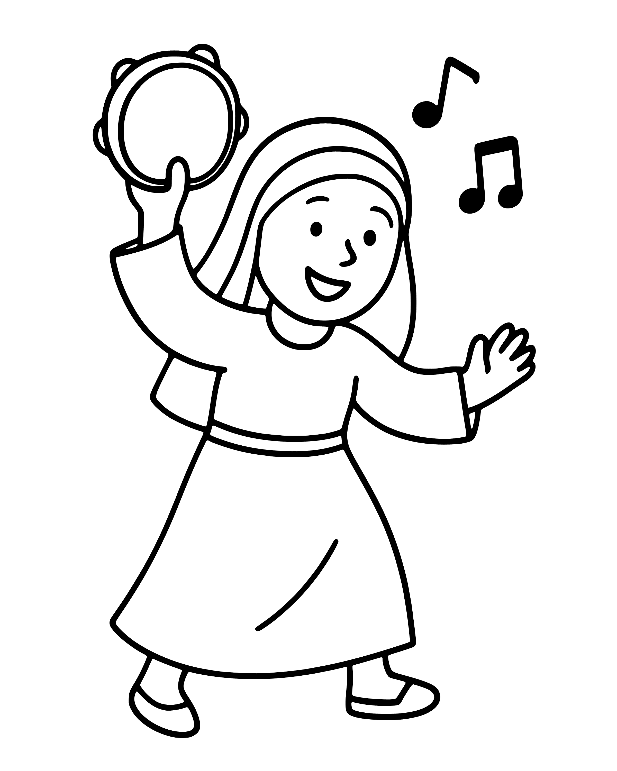 Easy Miriam Dances with Her Tambourine coloring page