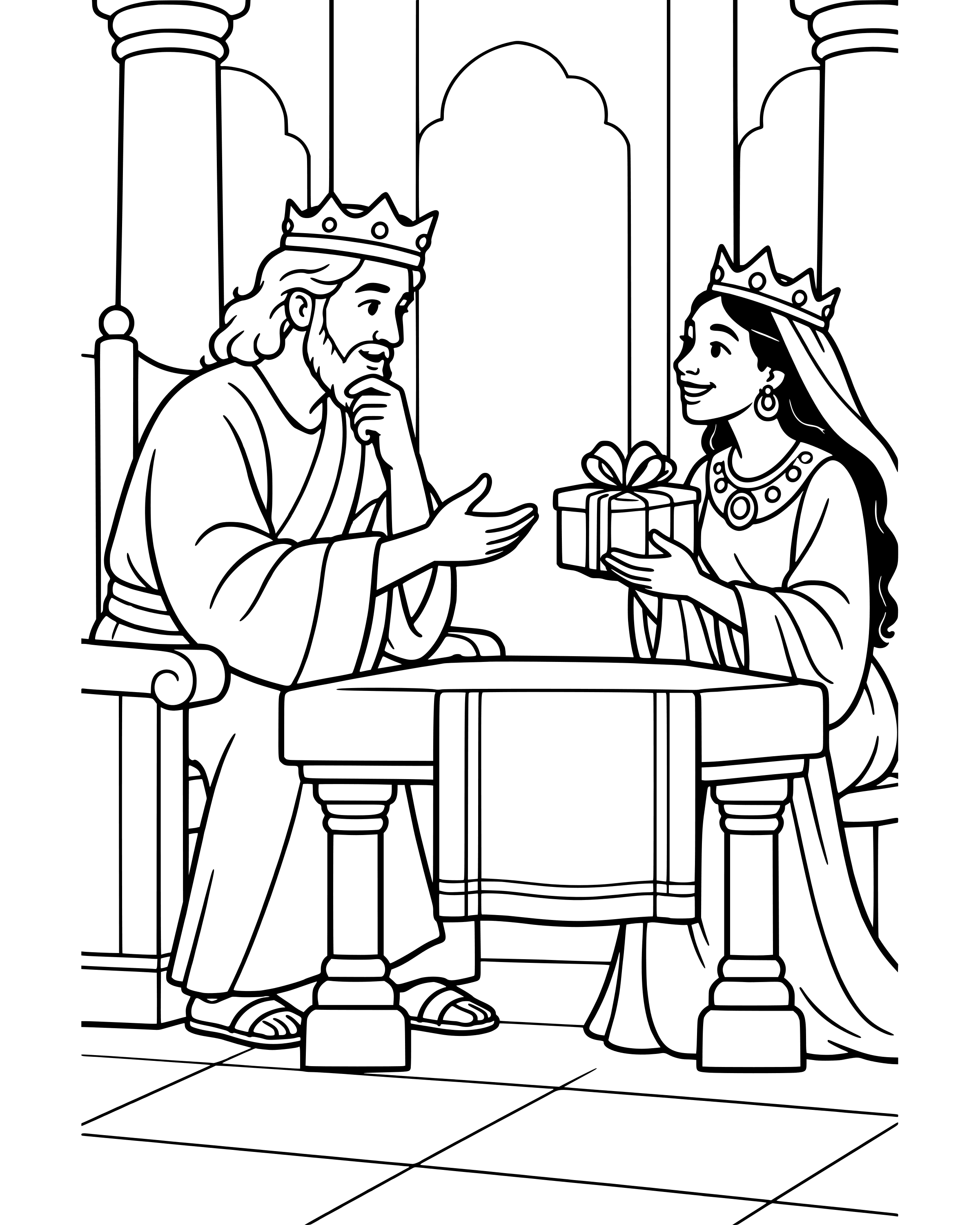 Simple The Queen of Sheba Visits Solomon coloring page