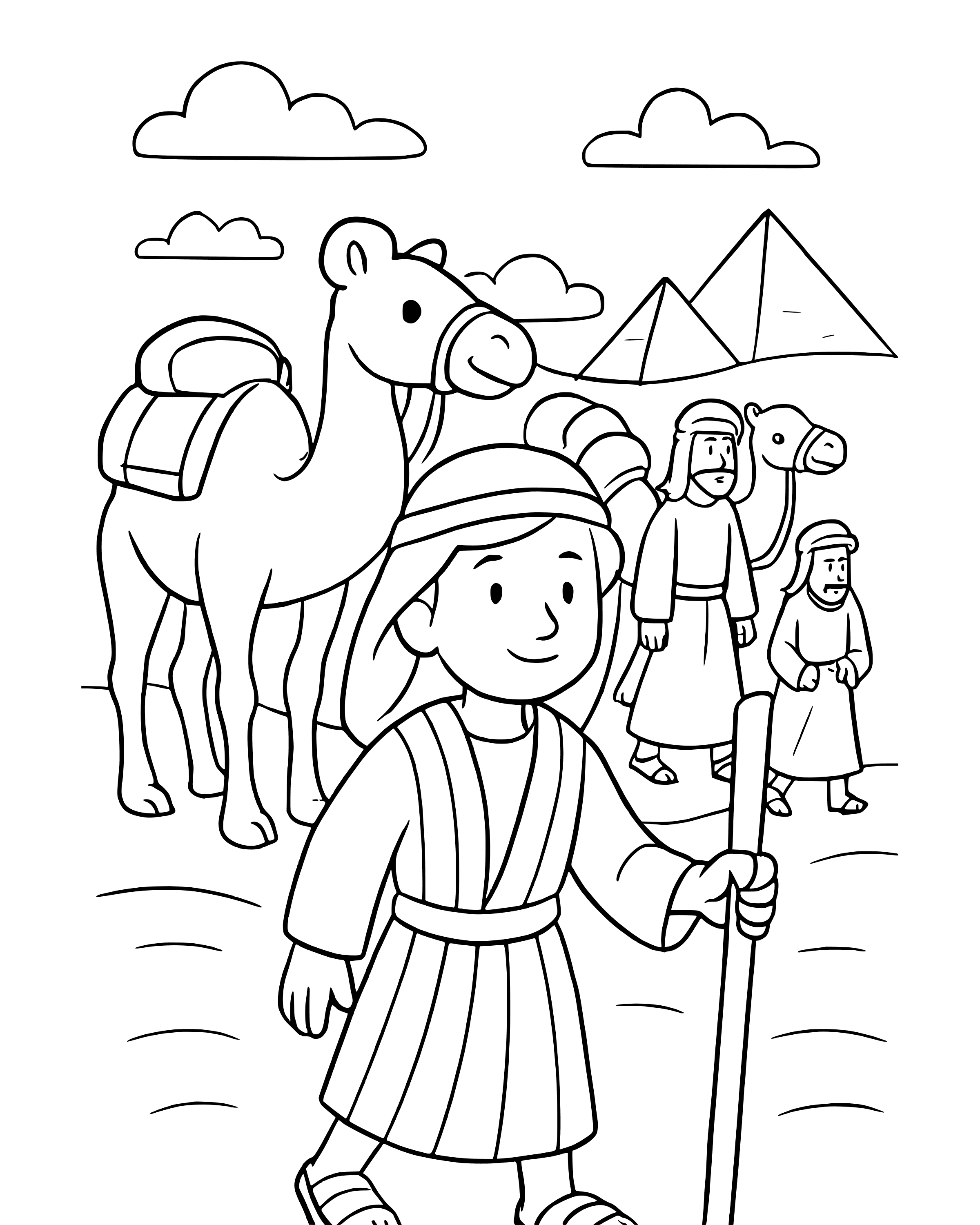 Simple Joseph Goes to Egypt coloring page