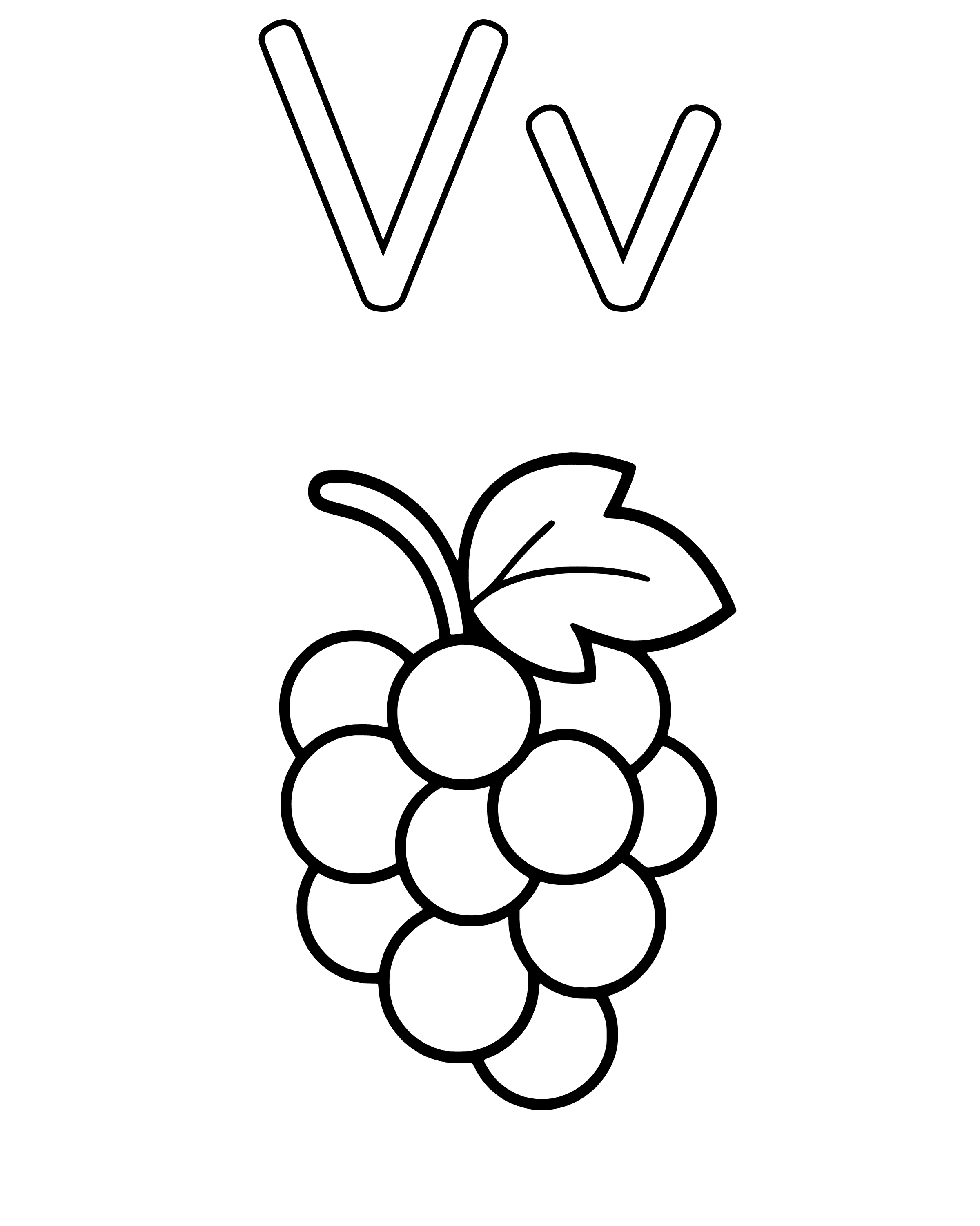 Easy V Is for Vine coloring page