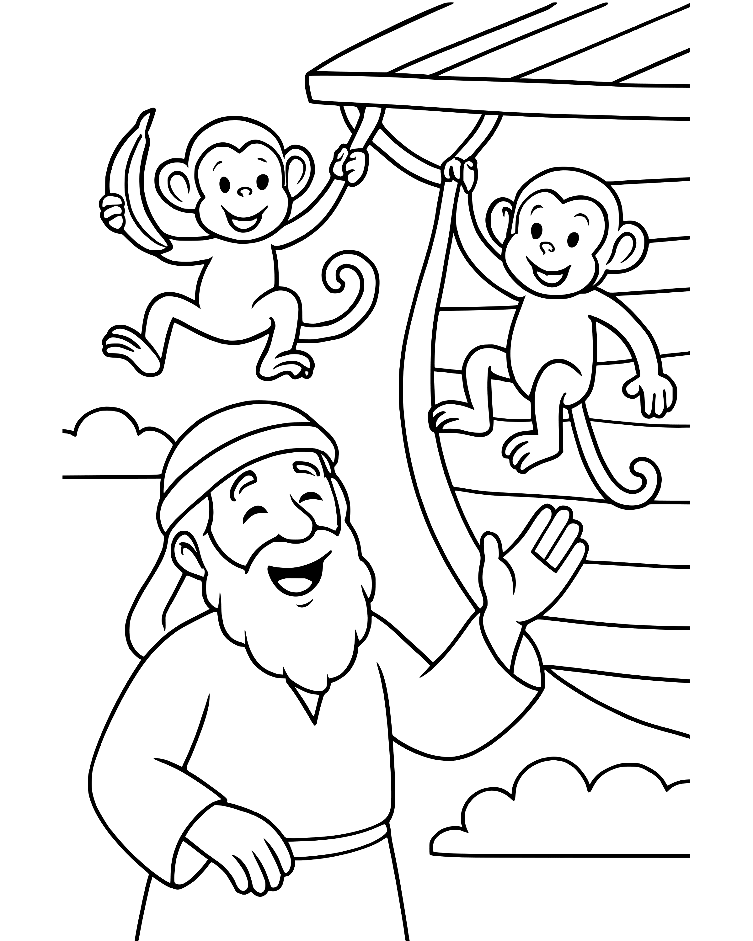 Simple Two by Two: Monkeys coloring page