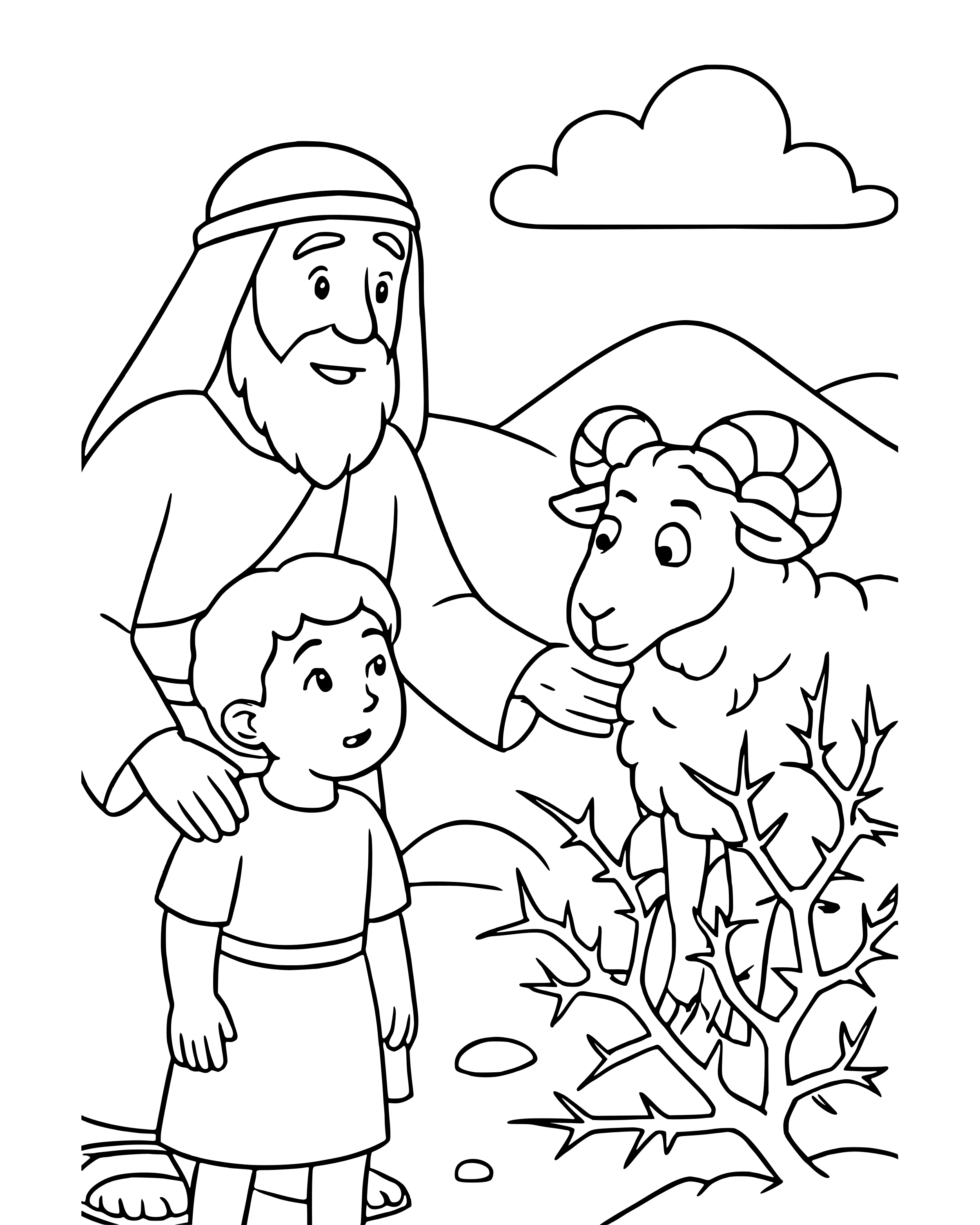 Simple God Provides a Ram coloring page