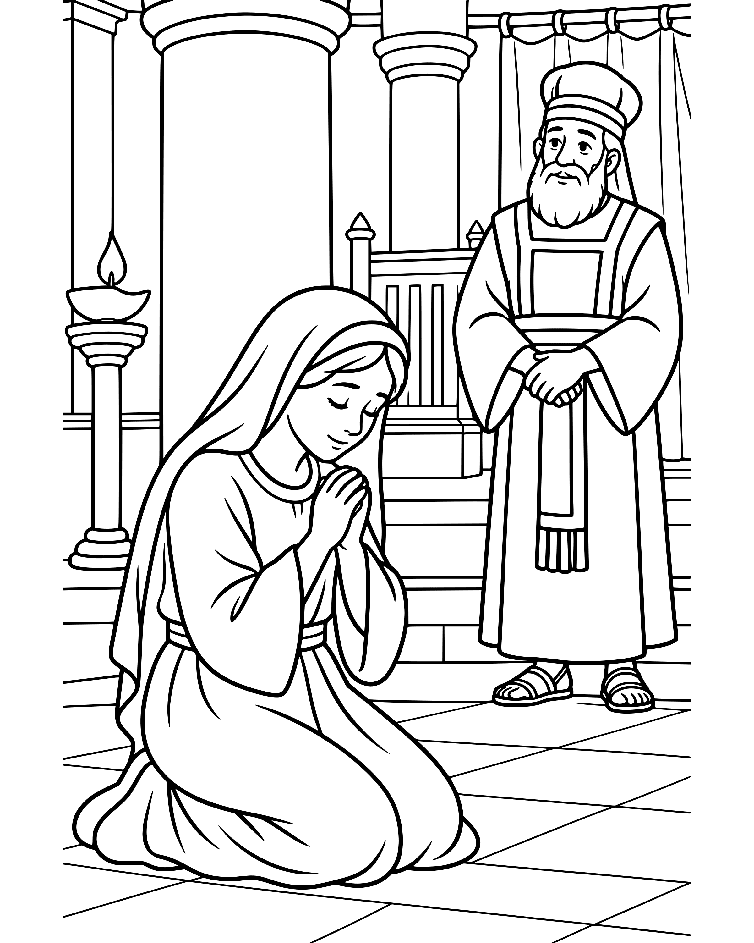 Detailed Hannah Prays for a Baby coloring page