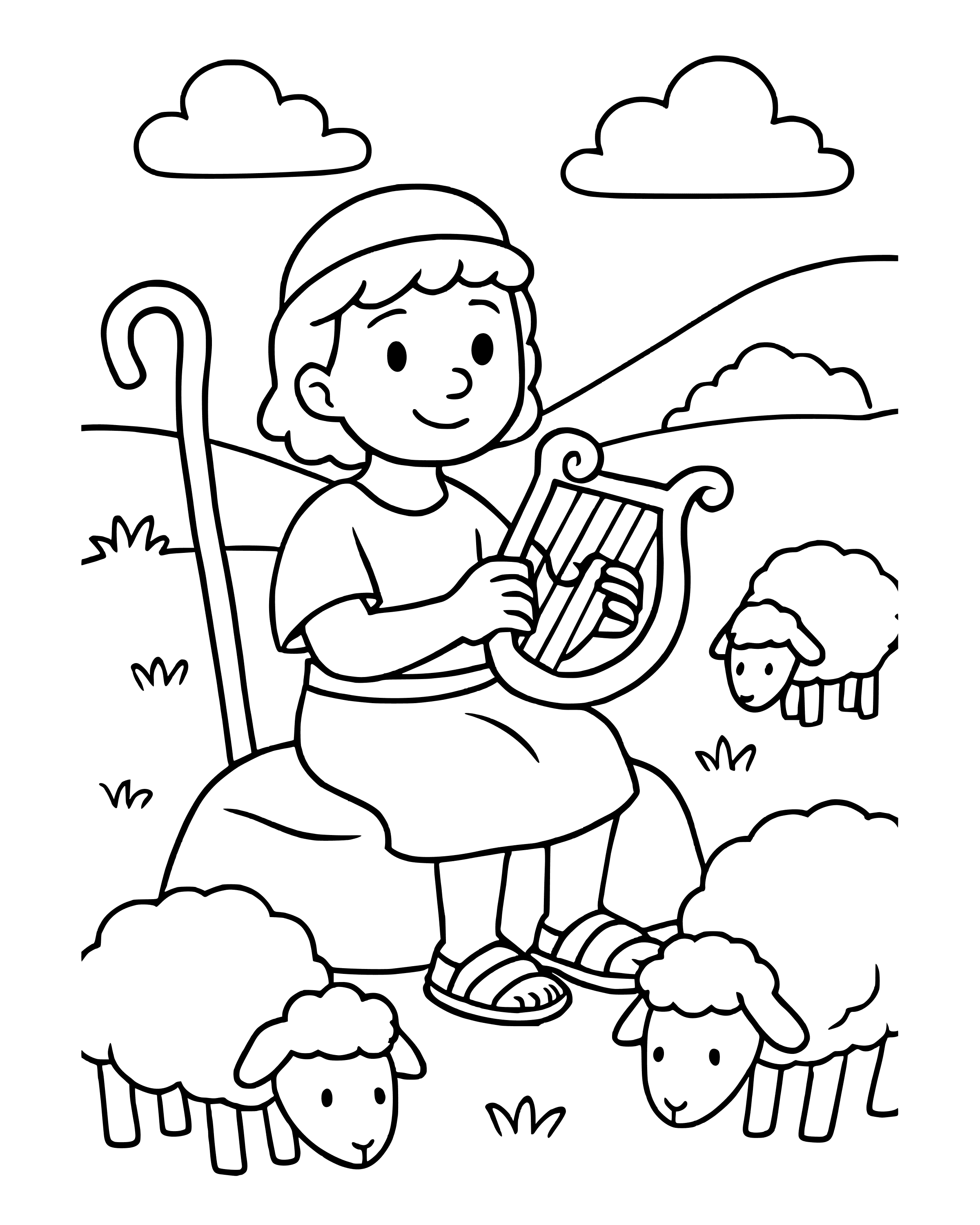 Simple David the Shepherd Boy coloring page