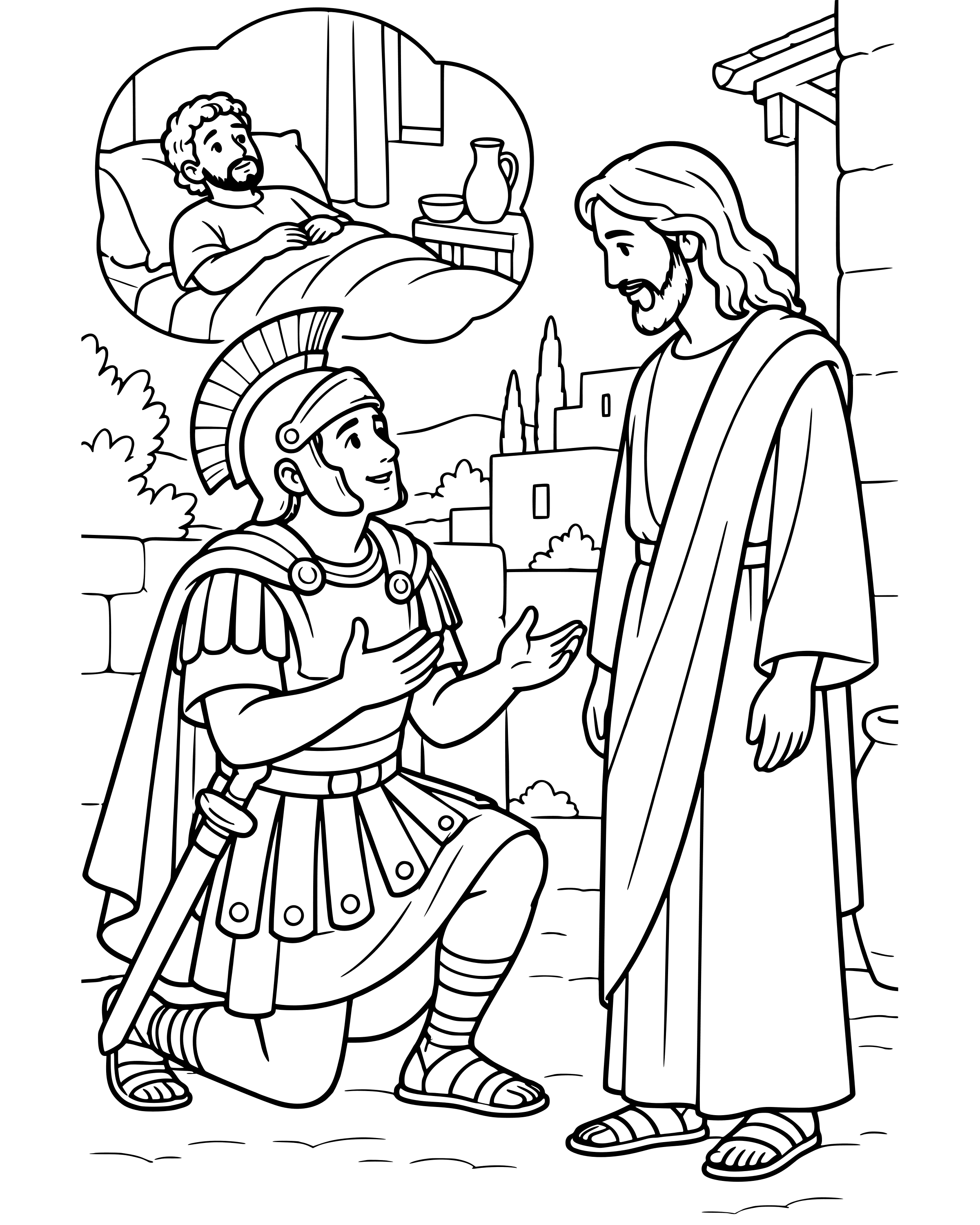 Simple The Roman Officer's Faith coloring page