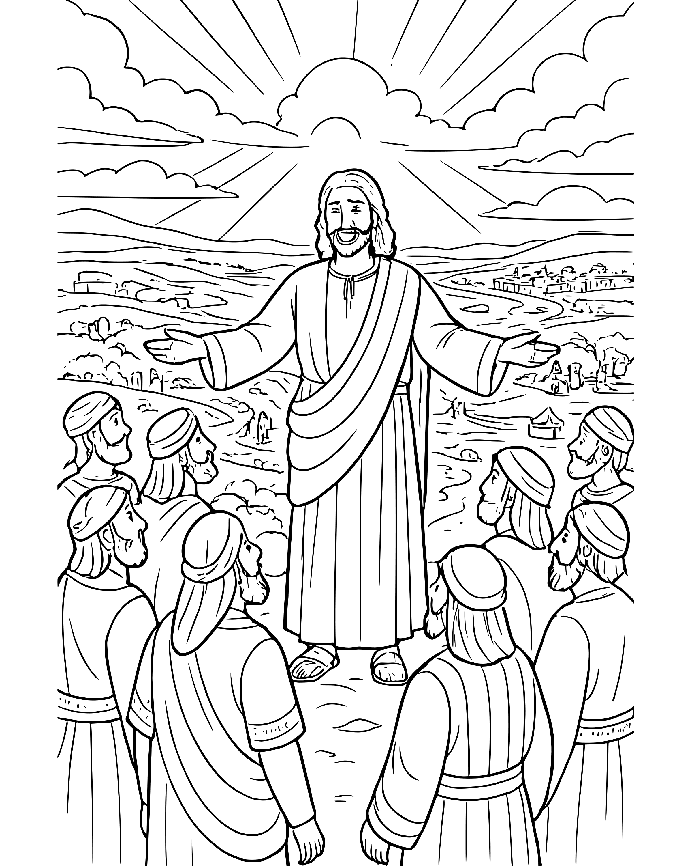 Detailed Go and Tell the World coloring page