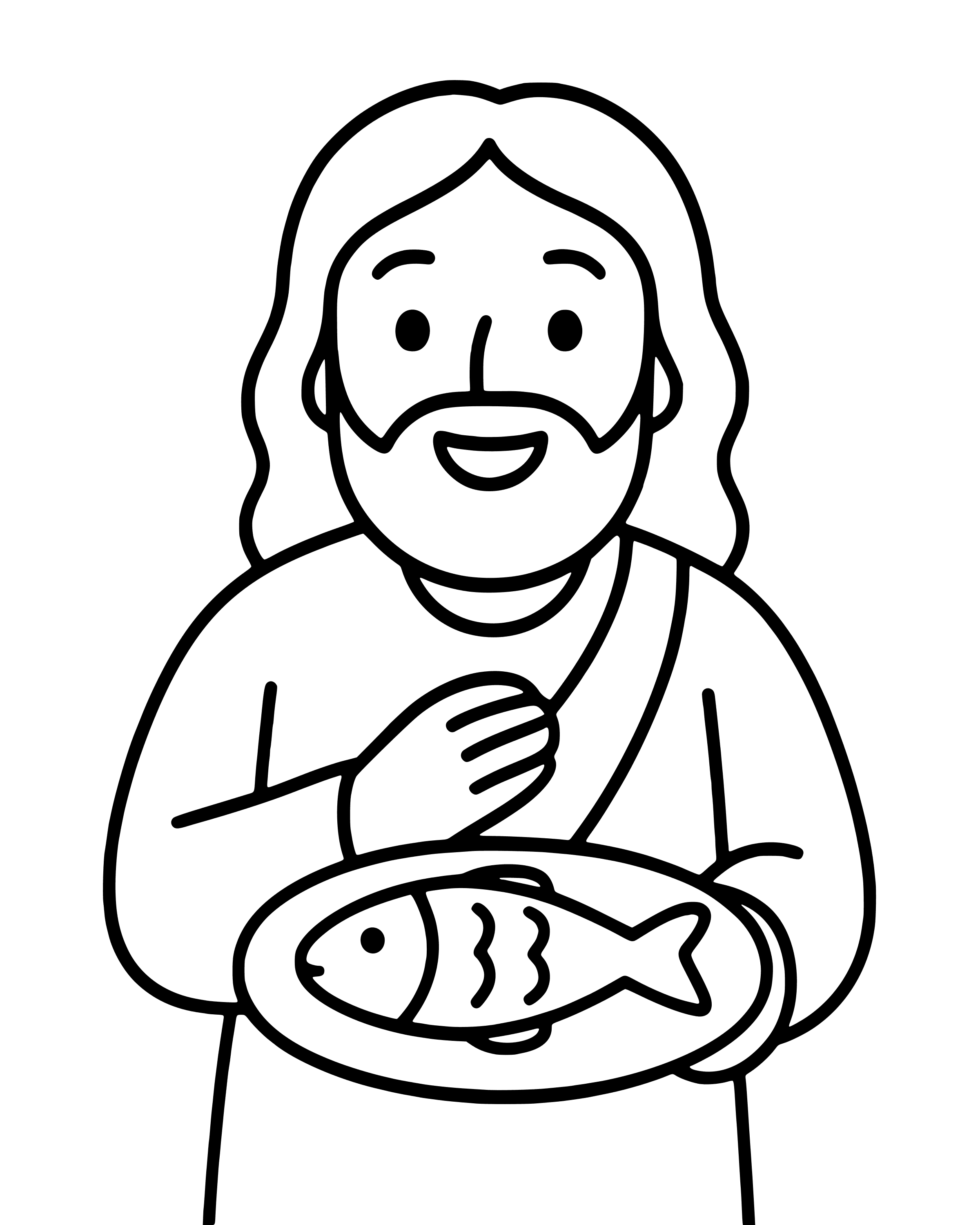 Easy Jesus Eats Fish with His Friends coloring page