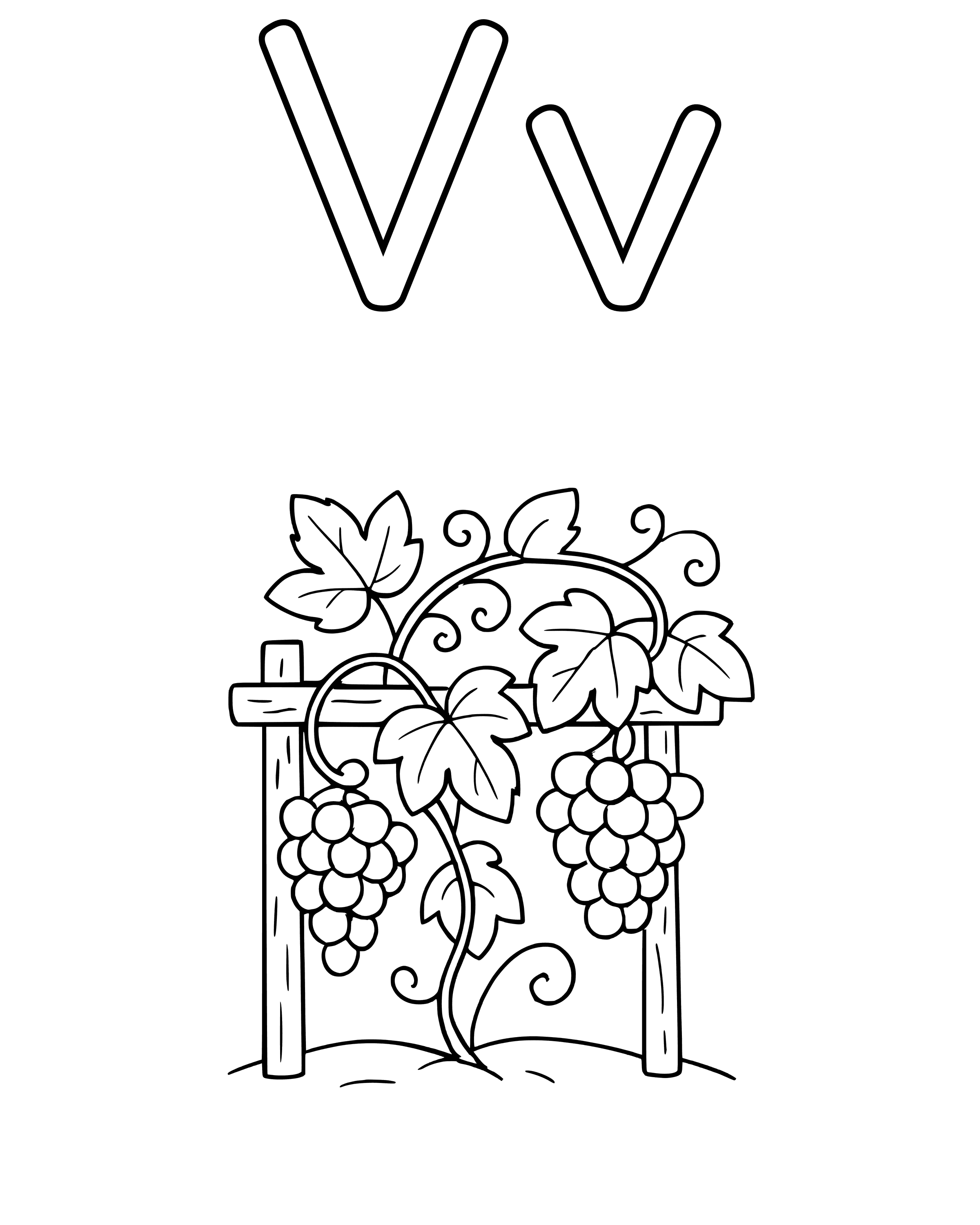 Simple V Is for Vine coloring page