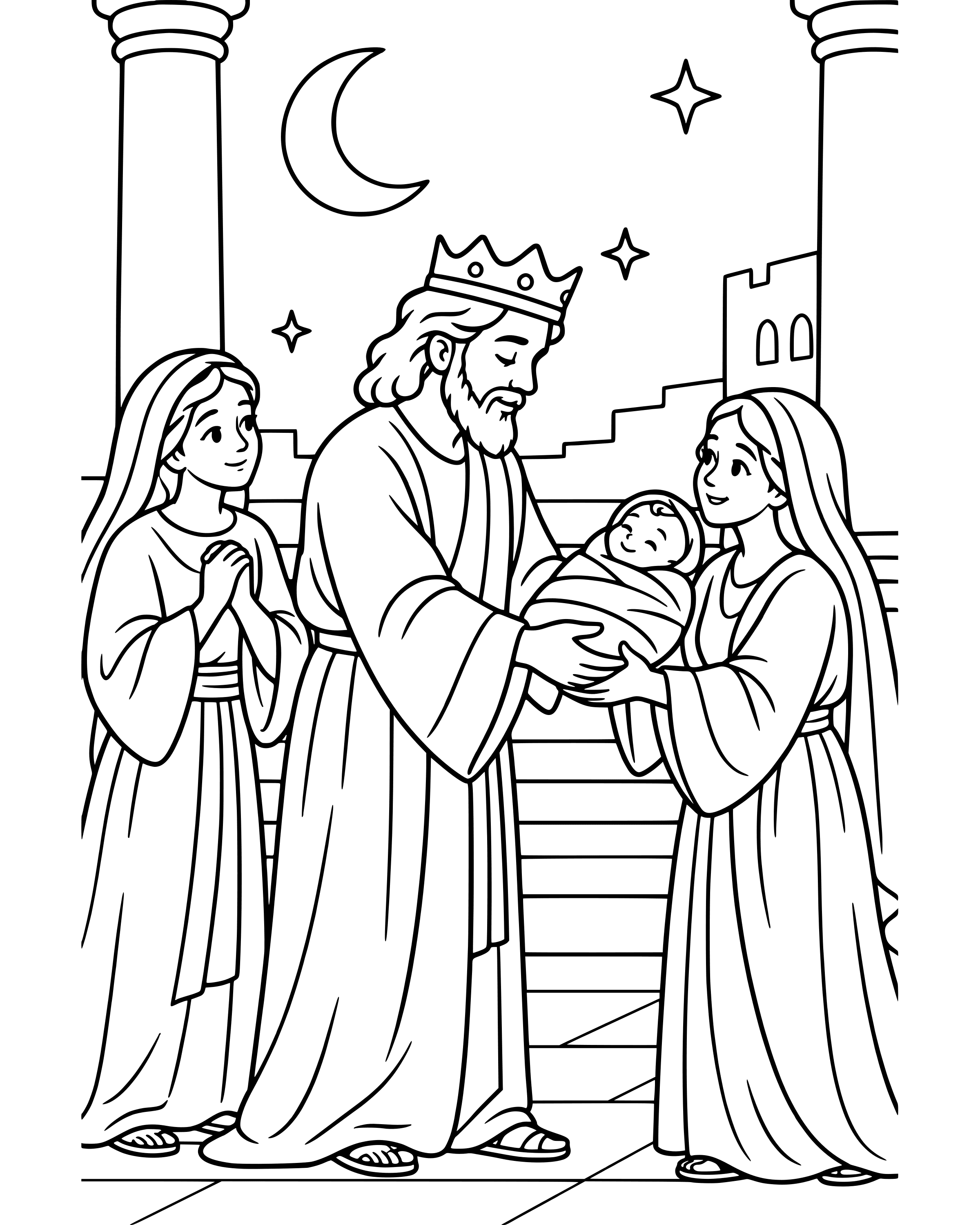 Simple Solomon's Wise Judgment coloring page