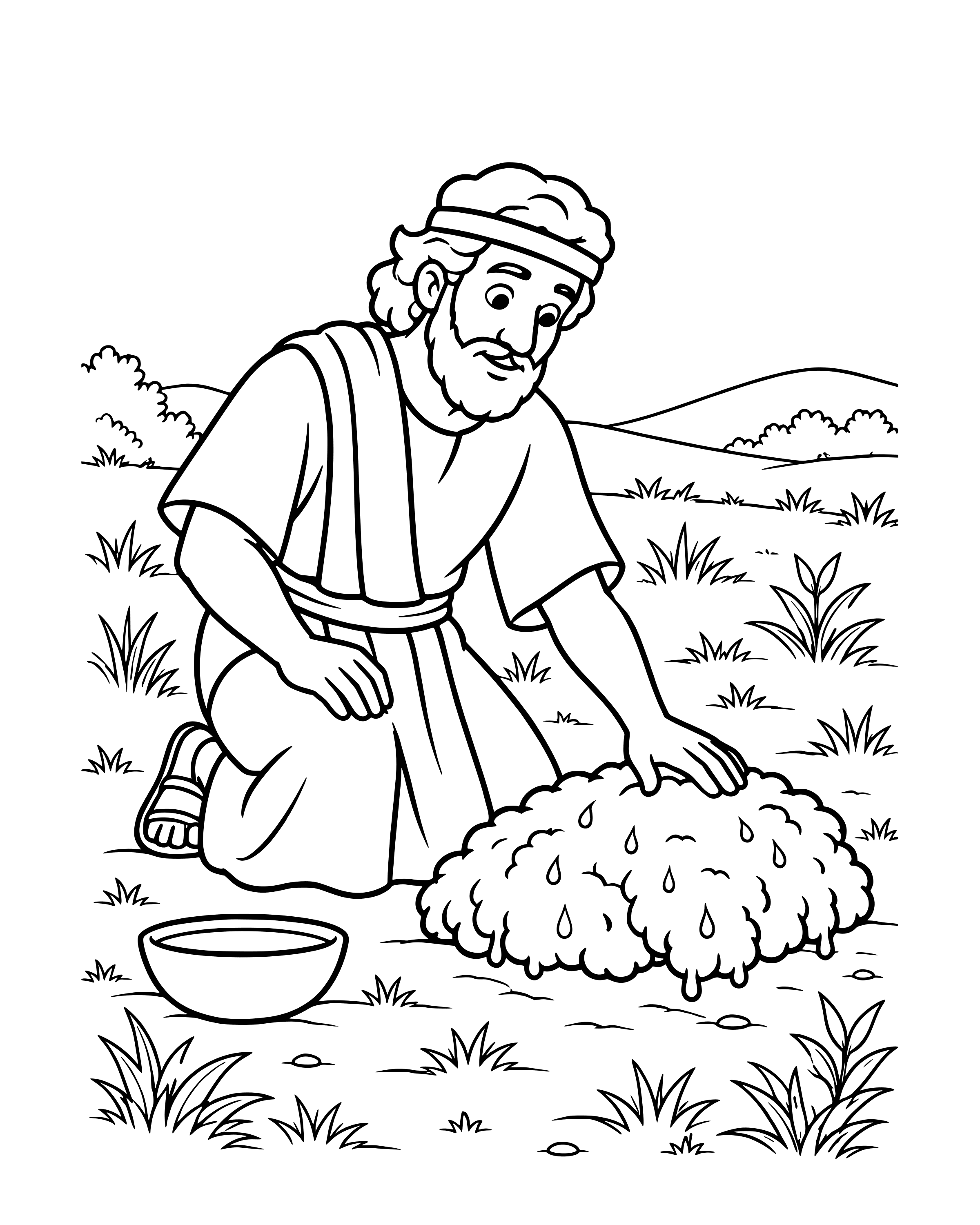 Detailed Gideon's Fleece coloring page