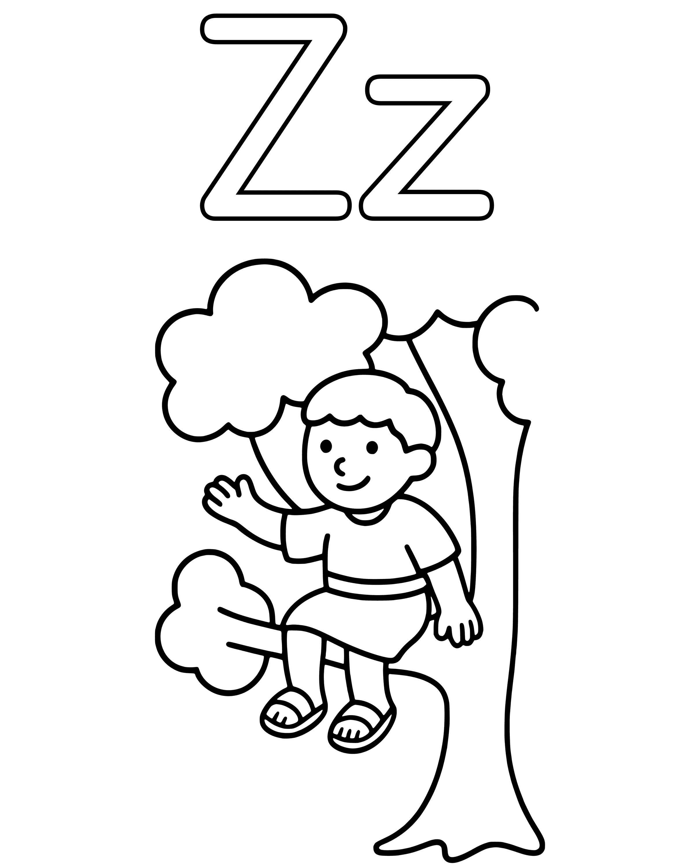 Easy Z Is for Zacchaeus coloring page
