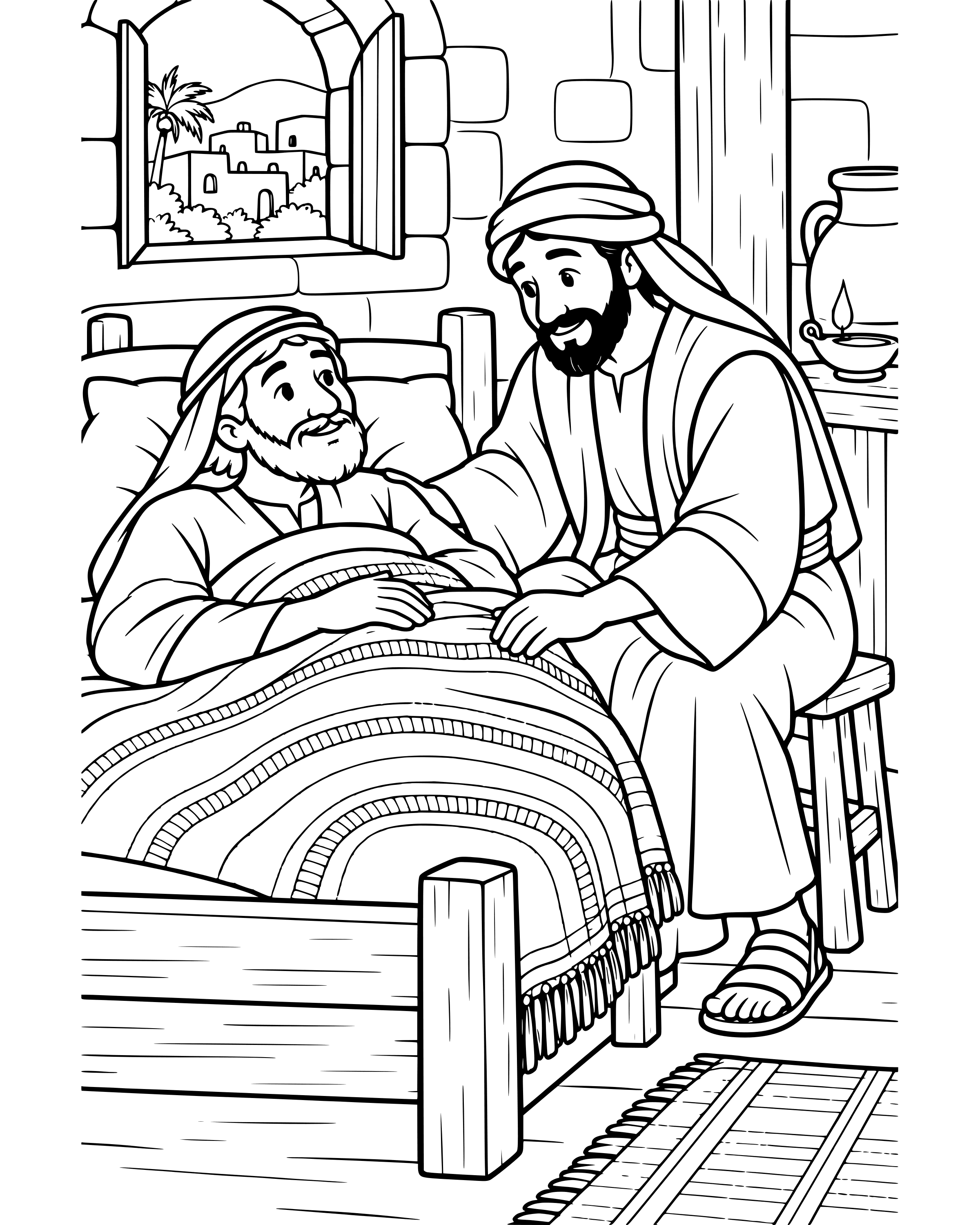 Detailed The Samaritan at the Inn coloring page