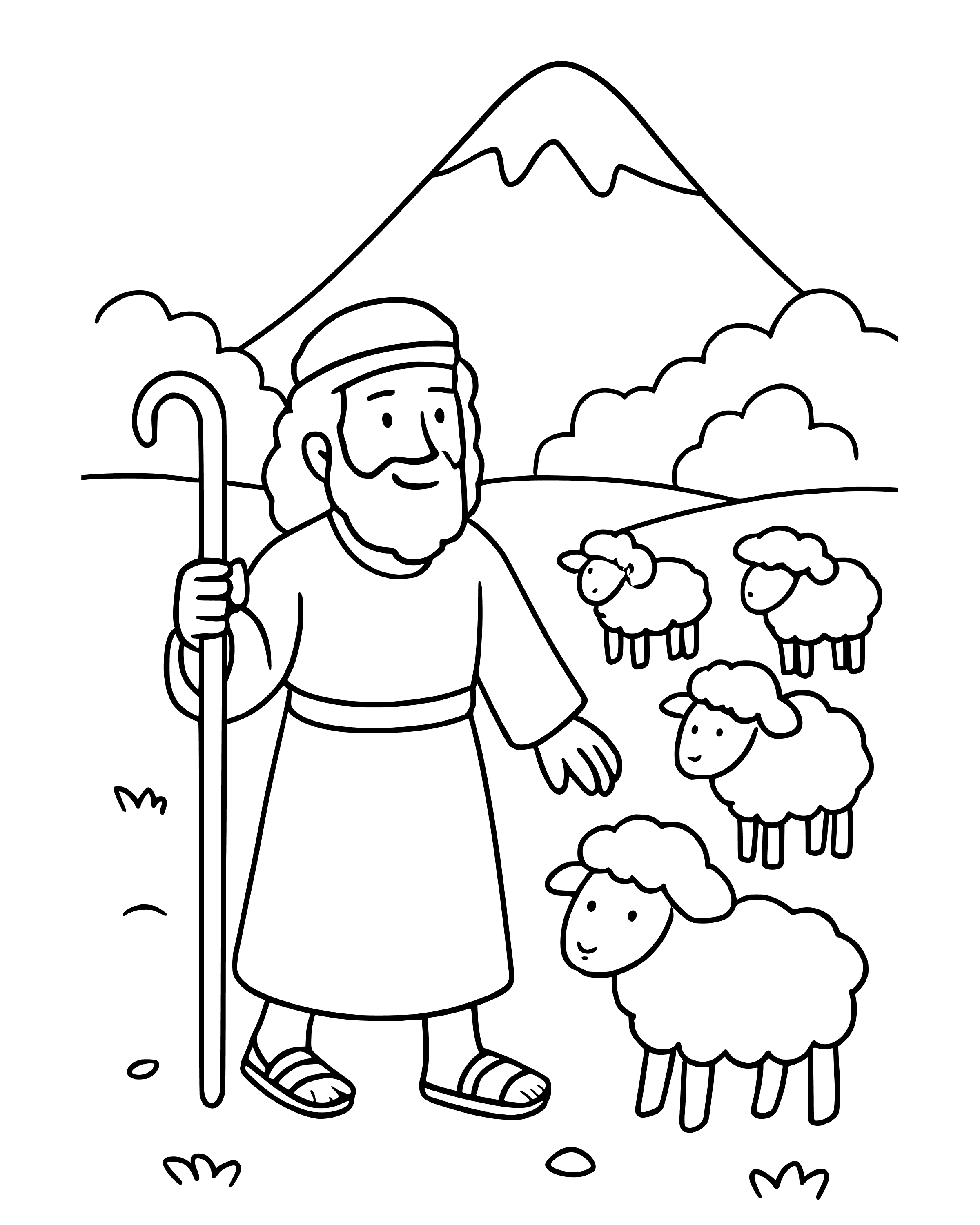 Simple Moses the Shepherd coloring page