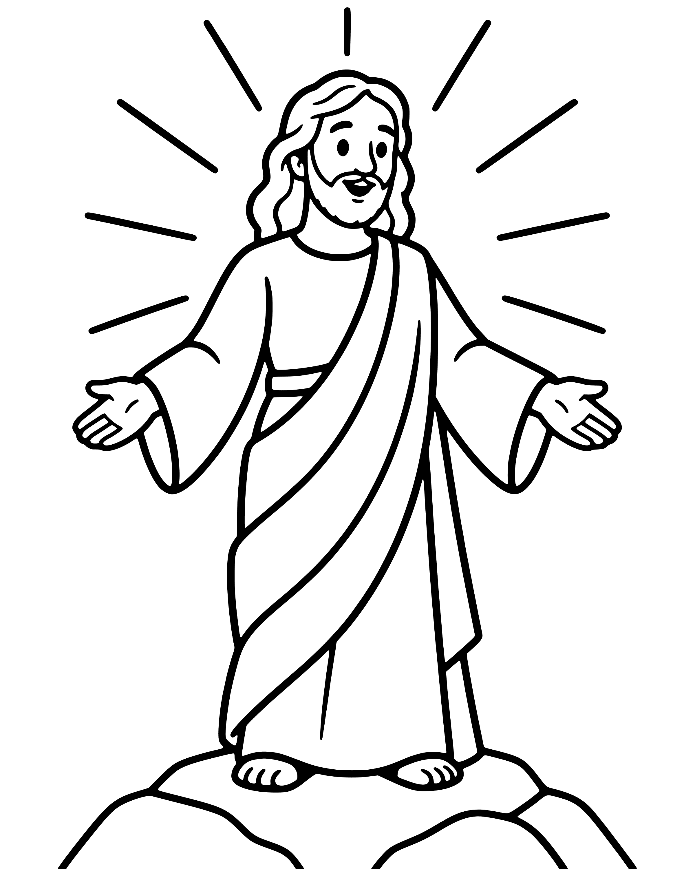 Jesus Shines on the Mountain, easy printable coloring page for ages 2–4