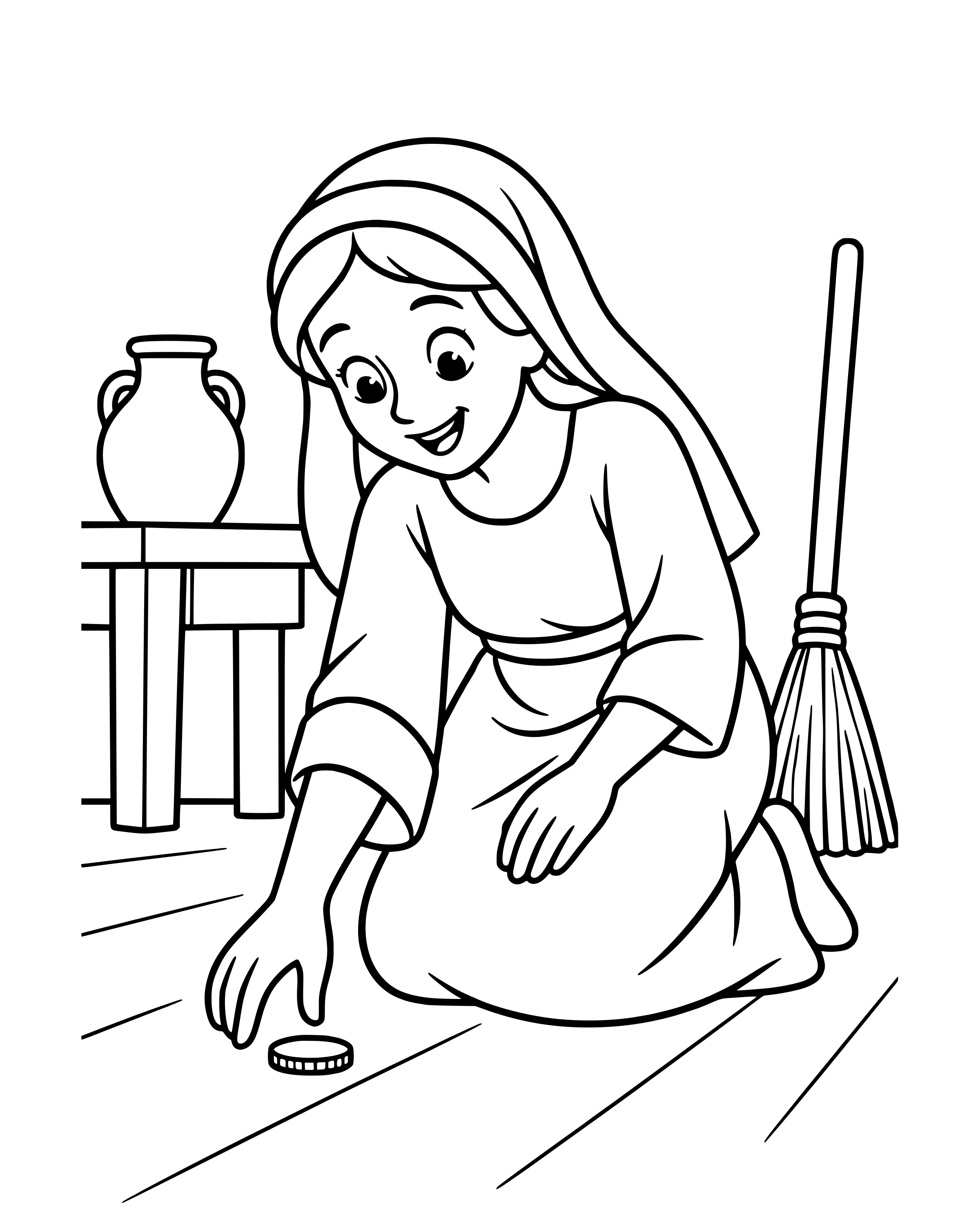 The Lost Coin, simple printable coloring page for ages 5–7