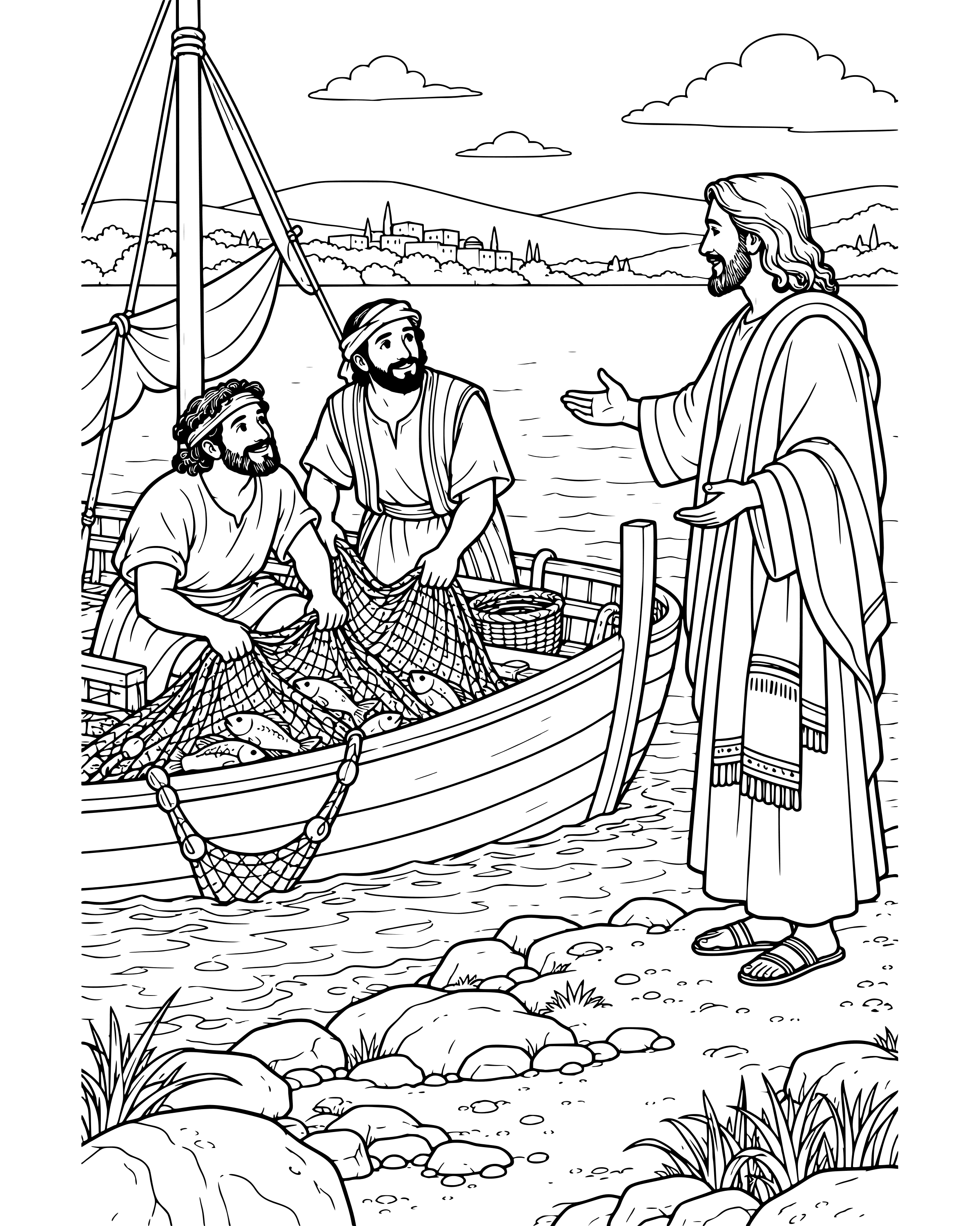 Detailed Fishers of People coloring page