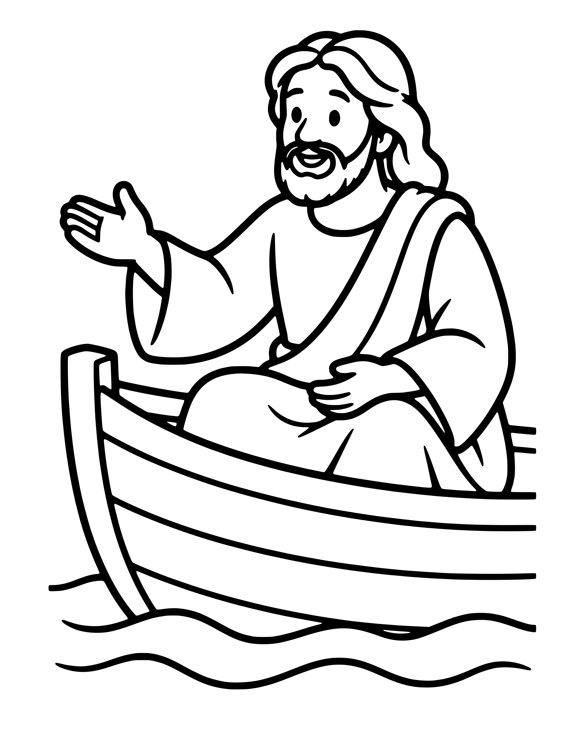 Easy Jesus Teaches from a Boat coloring page