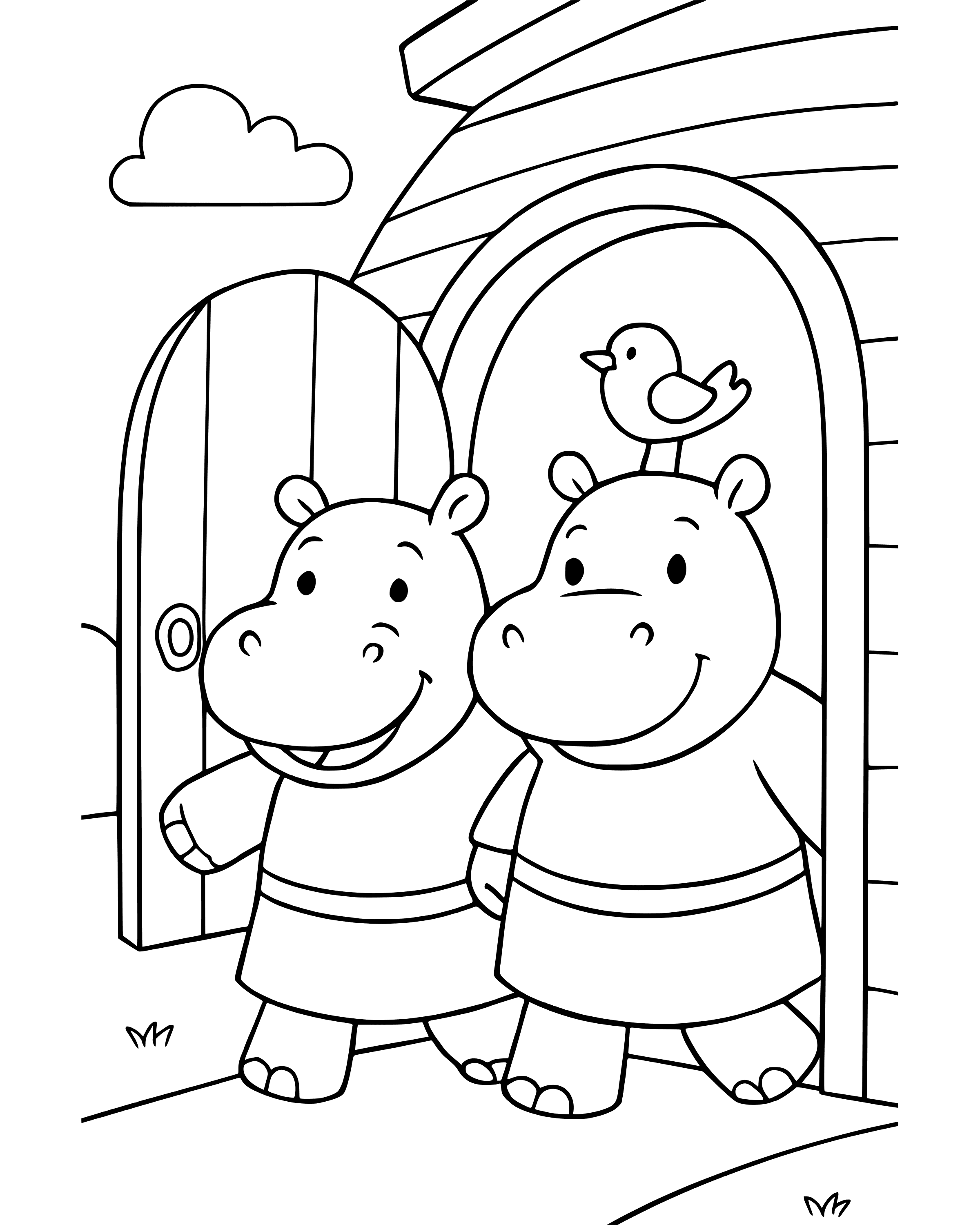 Simple Two by Two: Hippos coloring page