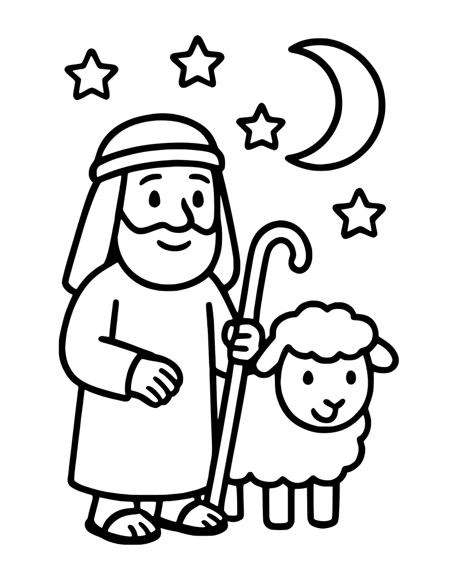 Easy Shepherds Watching Their Flocks coloring page