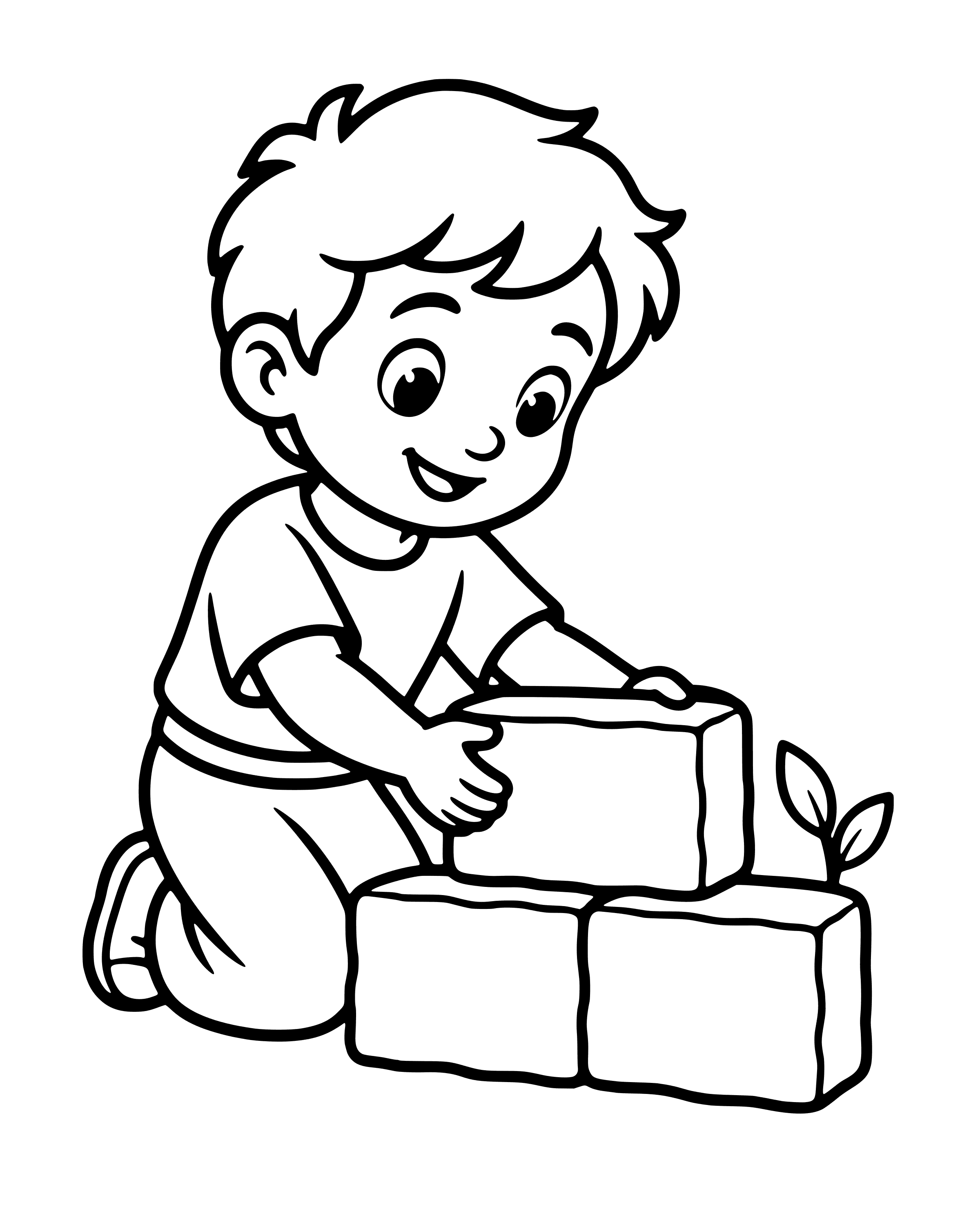 A Time to Build, easy printable coloring page for ages 2–4