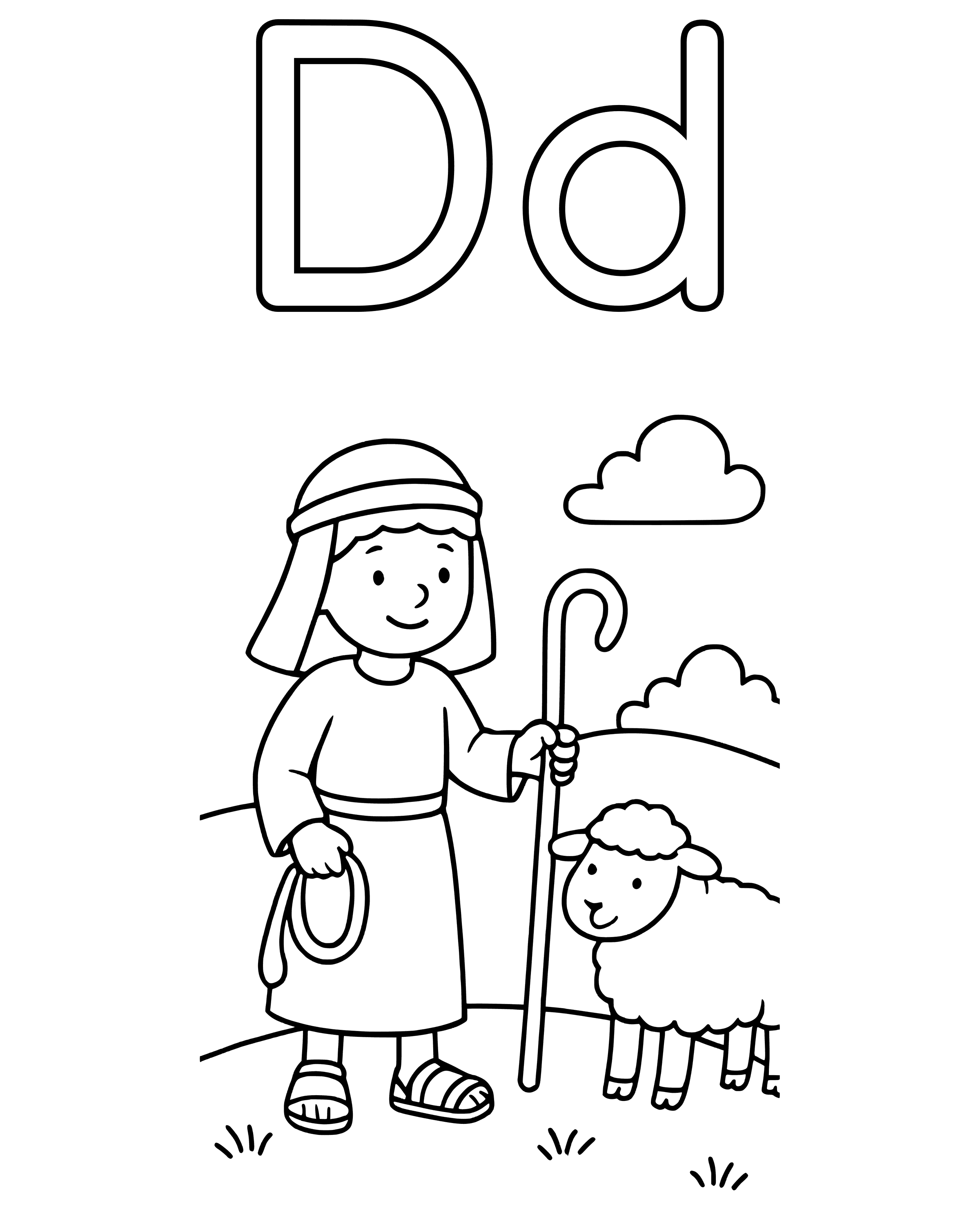 Simple D Is for David coloring page