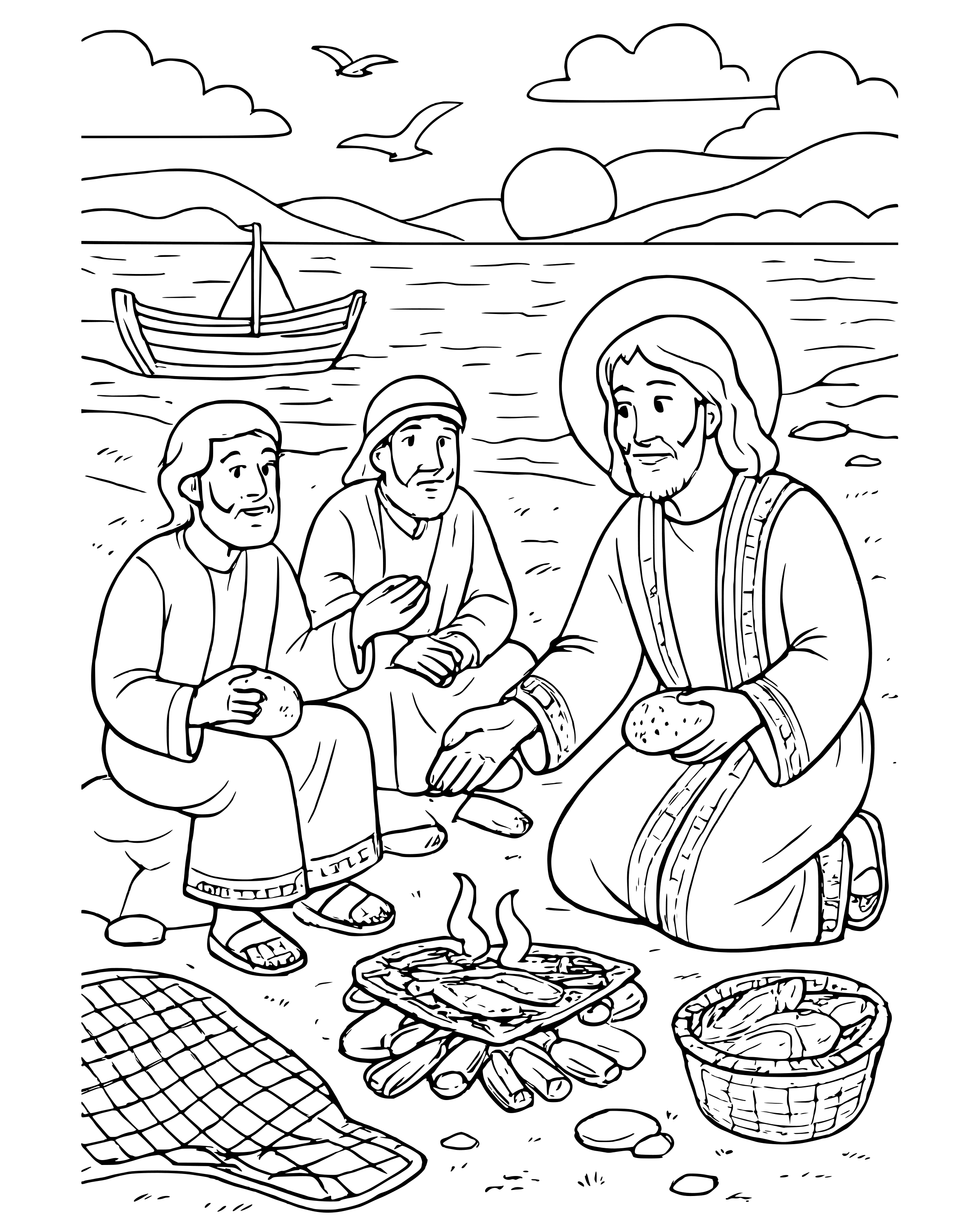 Detailed Breakfast on the Beach coloring page
