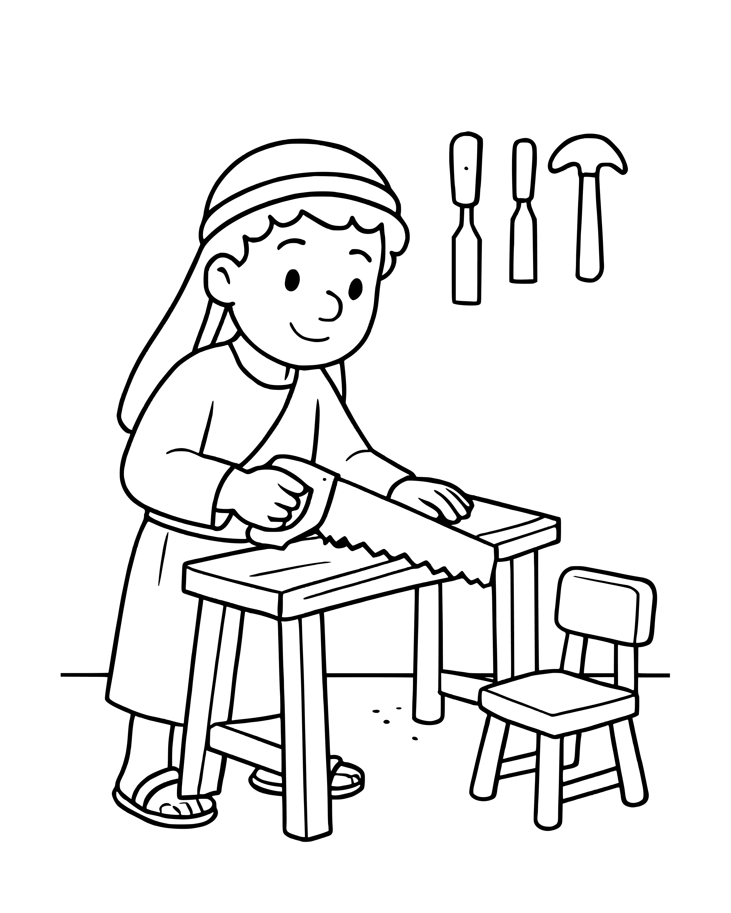 Simple Joseph the Carpenter coloring page