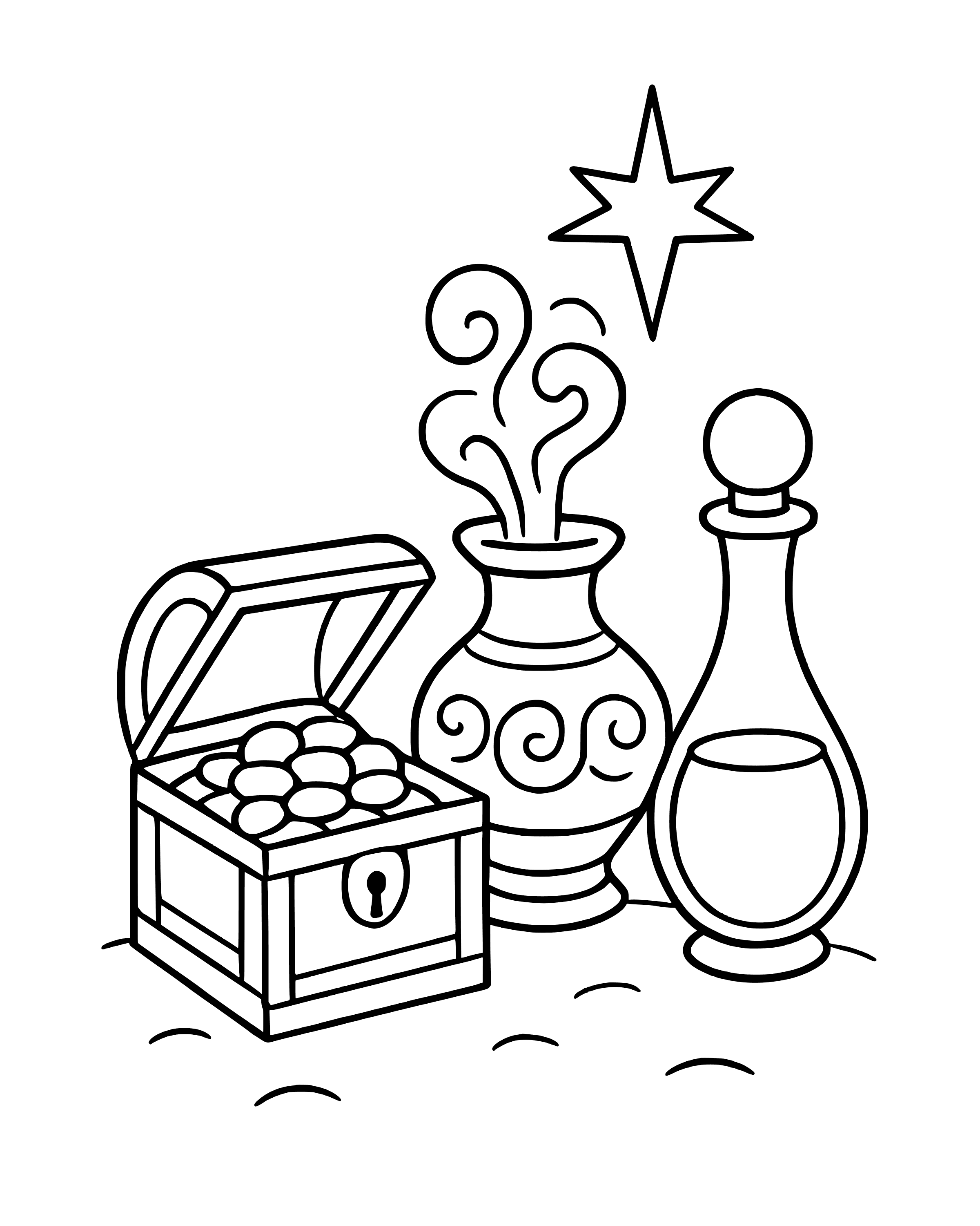 Simple Gold, Frankincense and Myrrh coloring page
