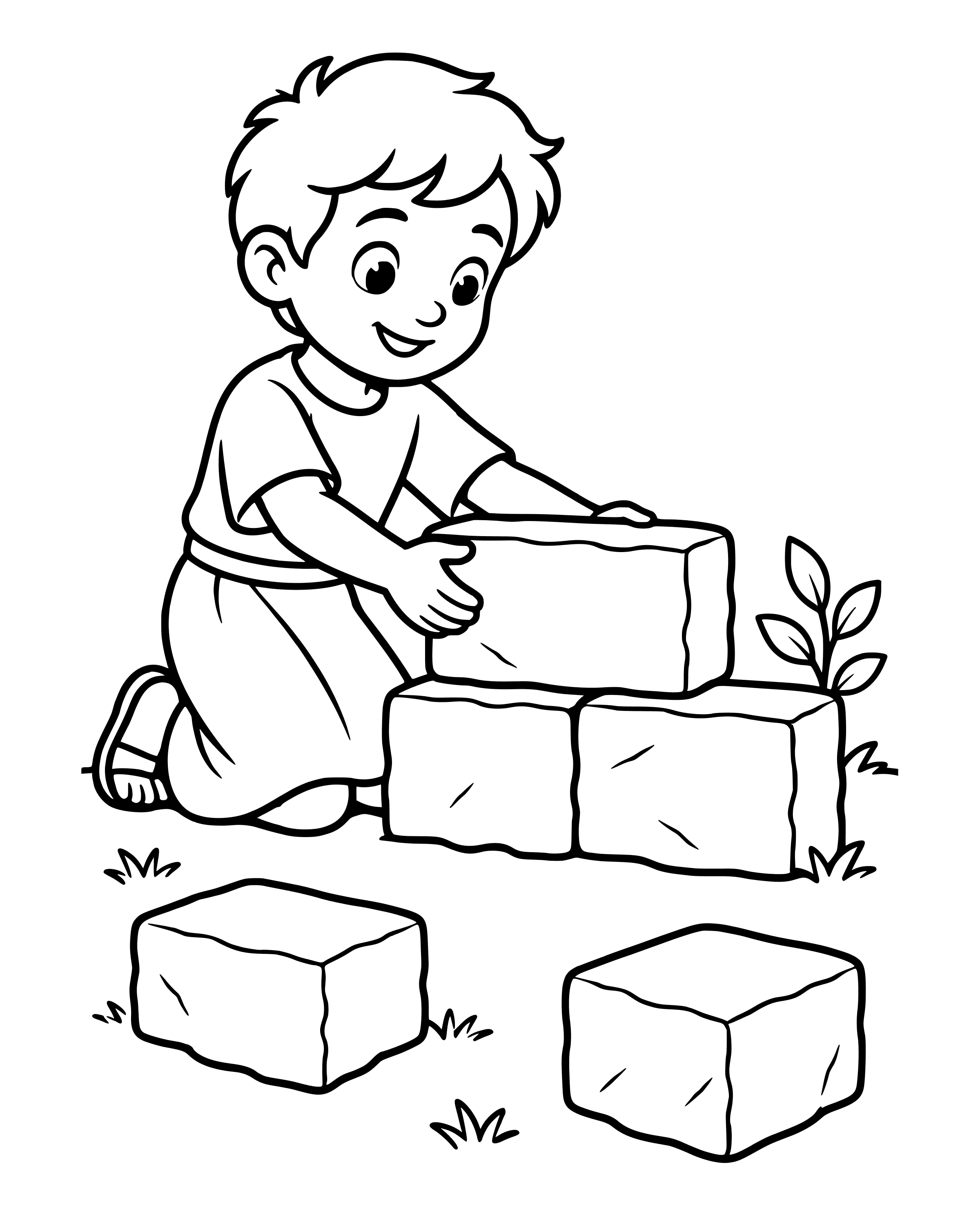 A Time to Build, simple printable coloring page for ages 5–7