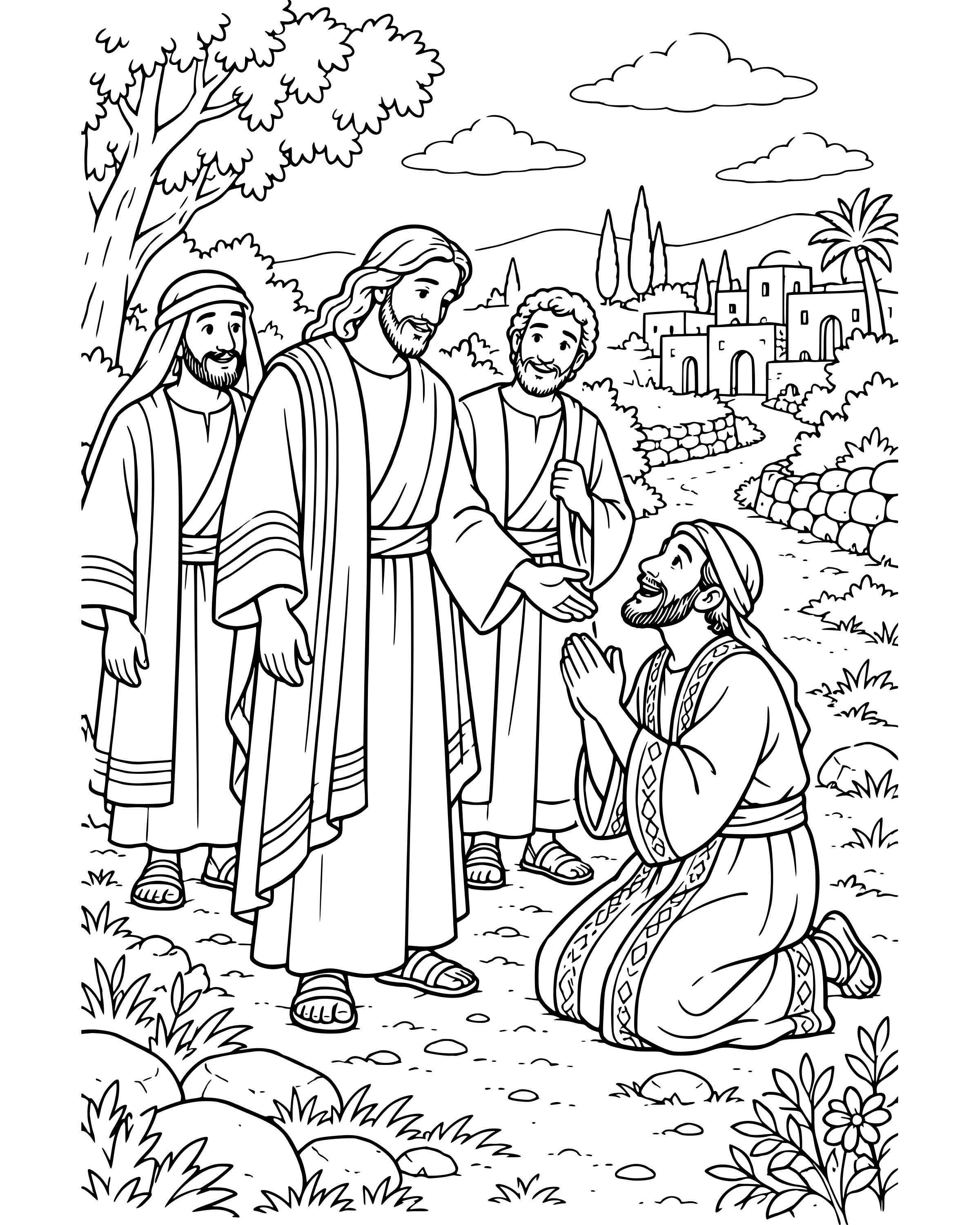 Detailed One Man Comes Back to Say Thank You coloring page