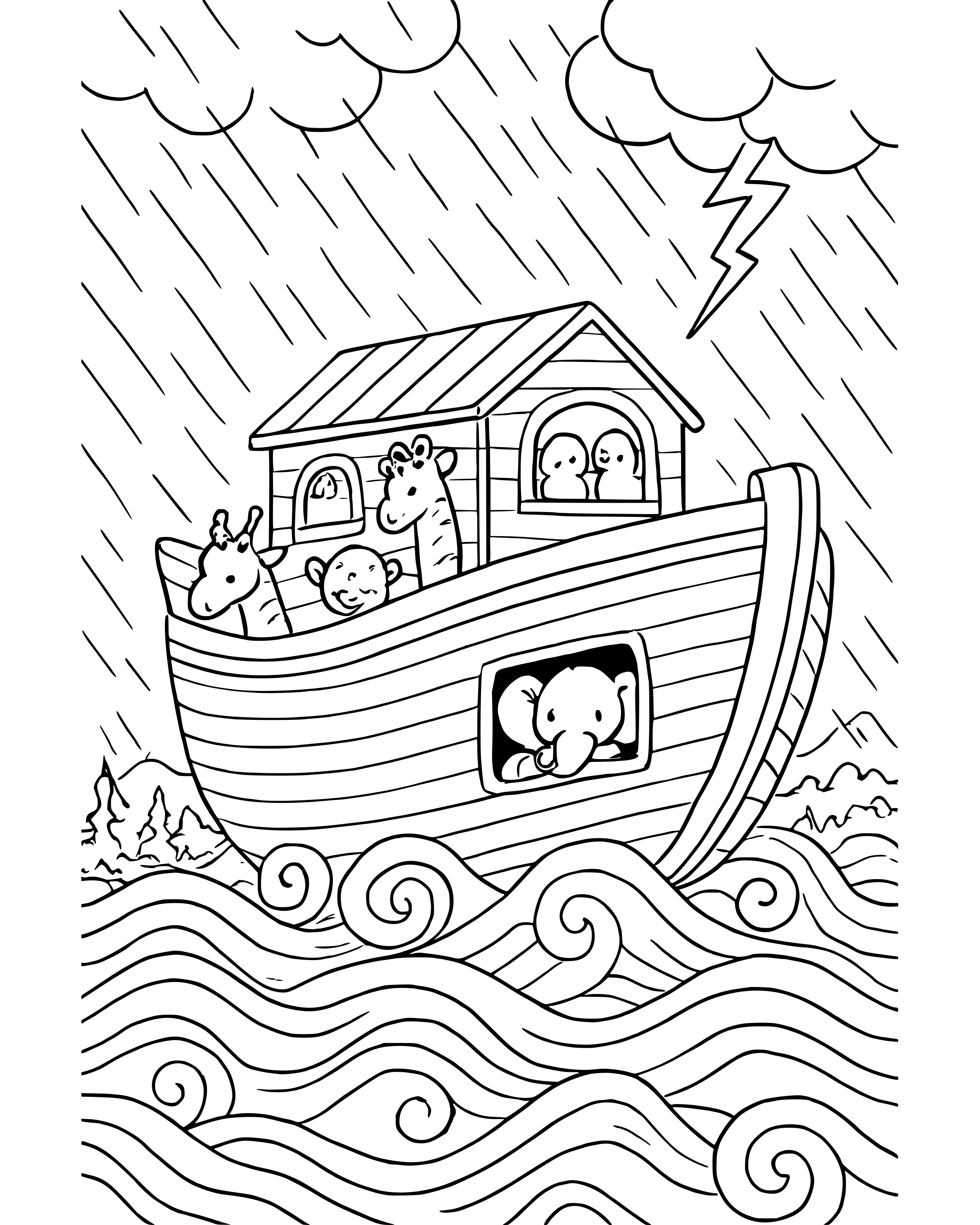 Detailed Rain for Forty Days coloring page