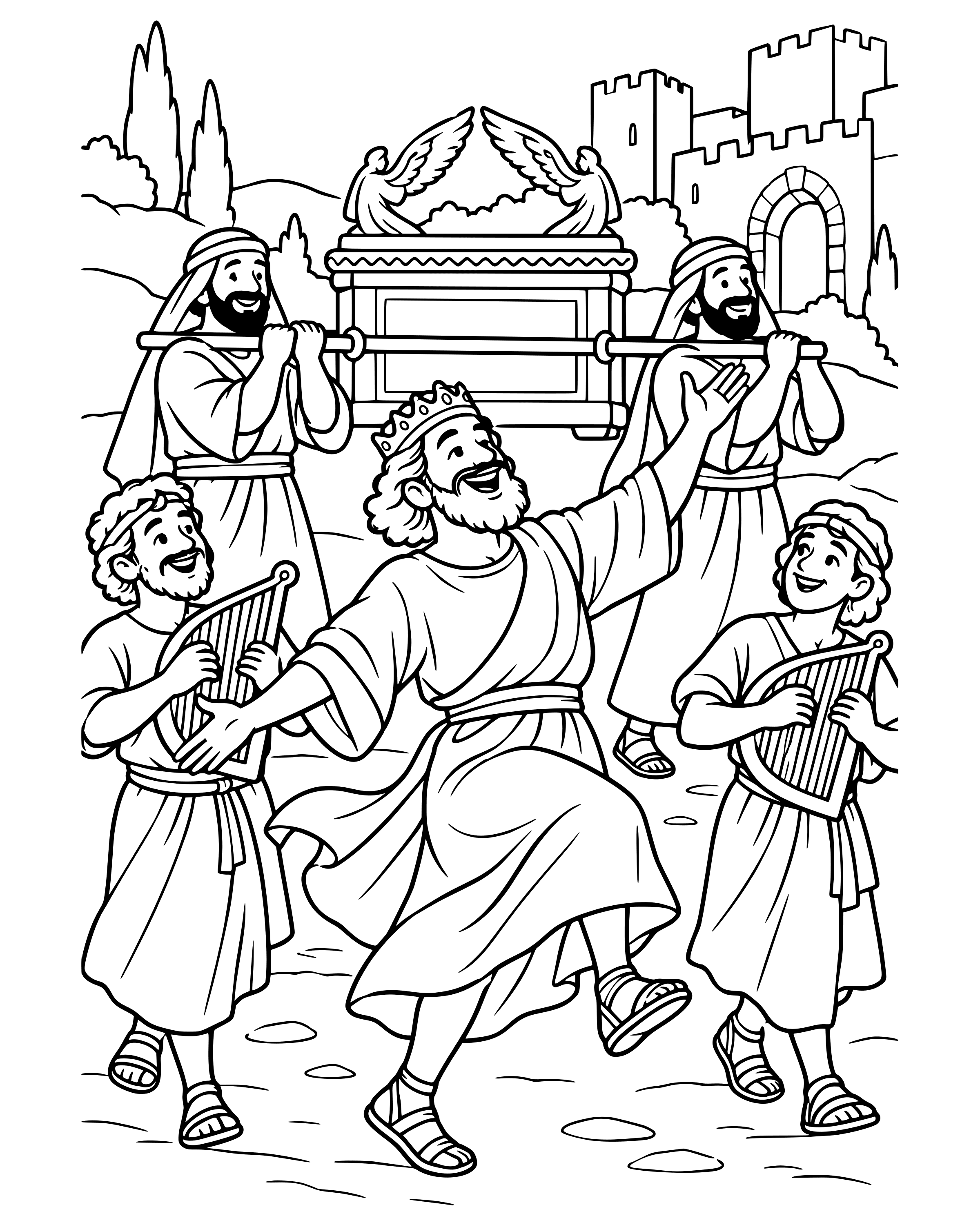 Simple David Dances for Joy coloring page