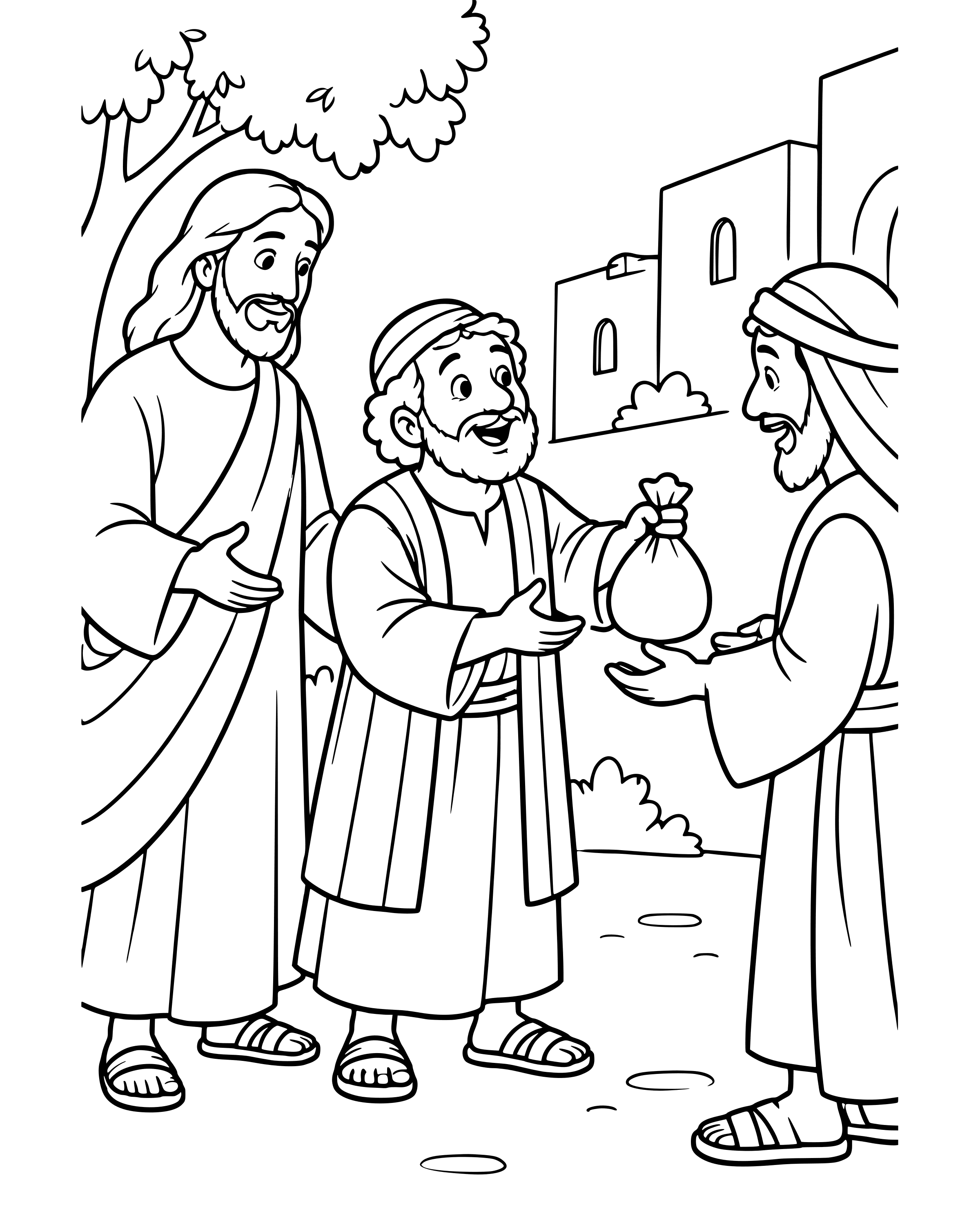 Simple Zacchaeus Gives It All Back coloring page