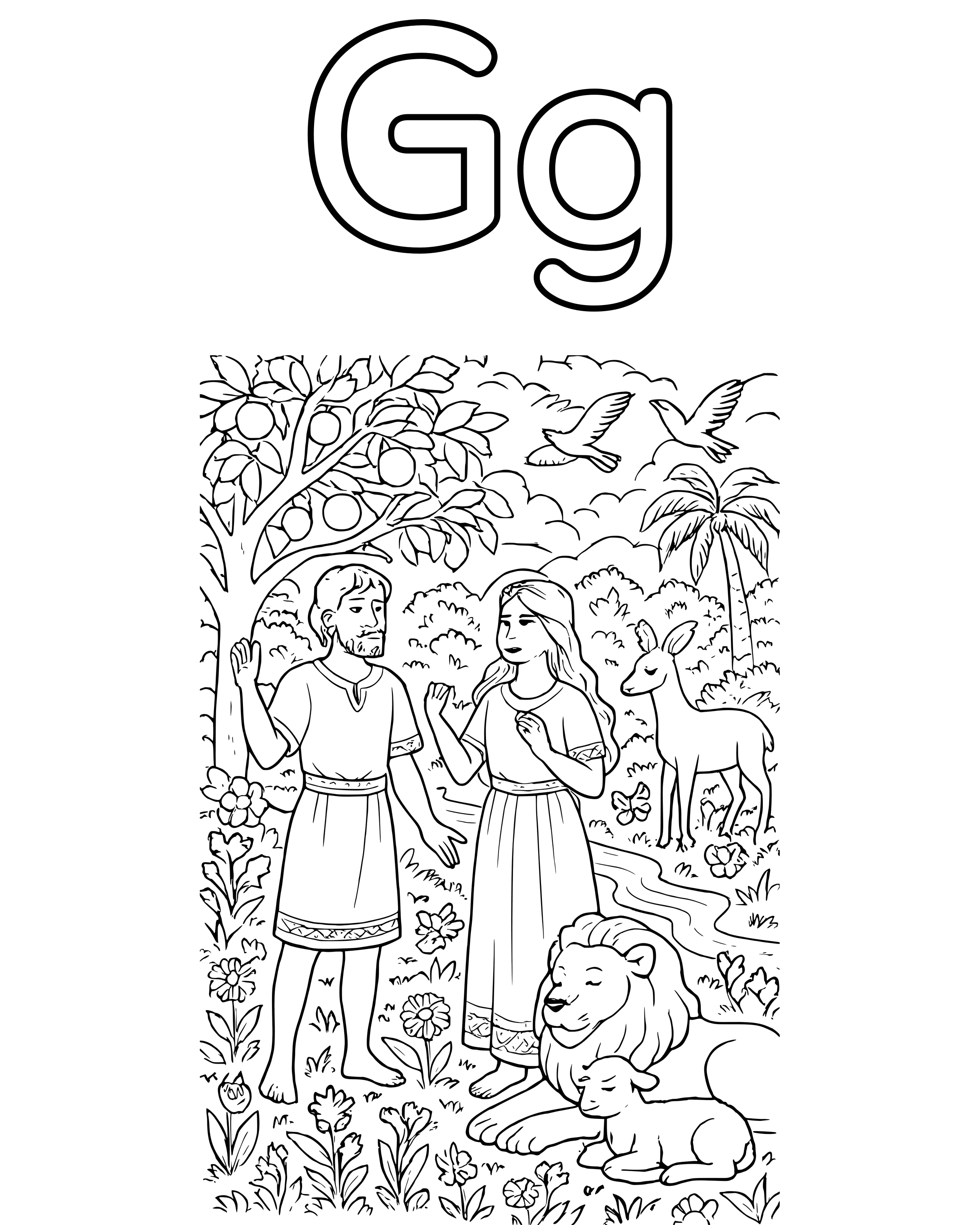 Detailed G Is for Garden coloring page
