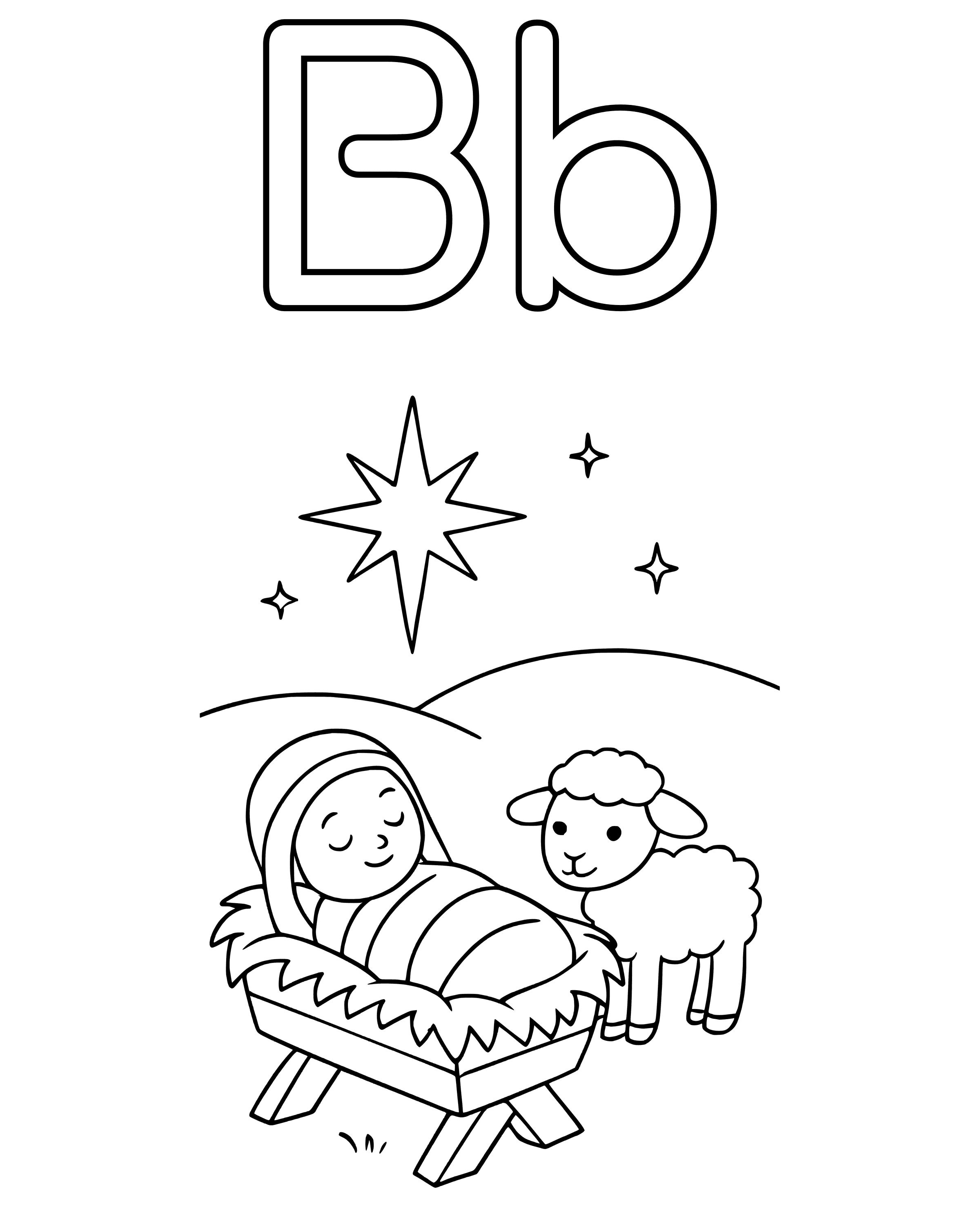 Simple B Is for Baby Jesus coloring page