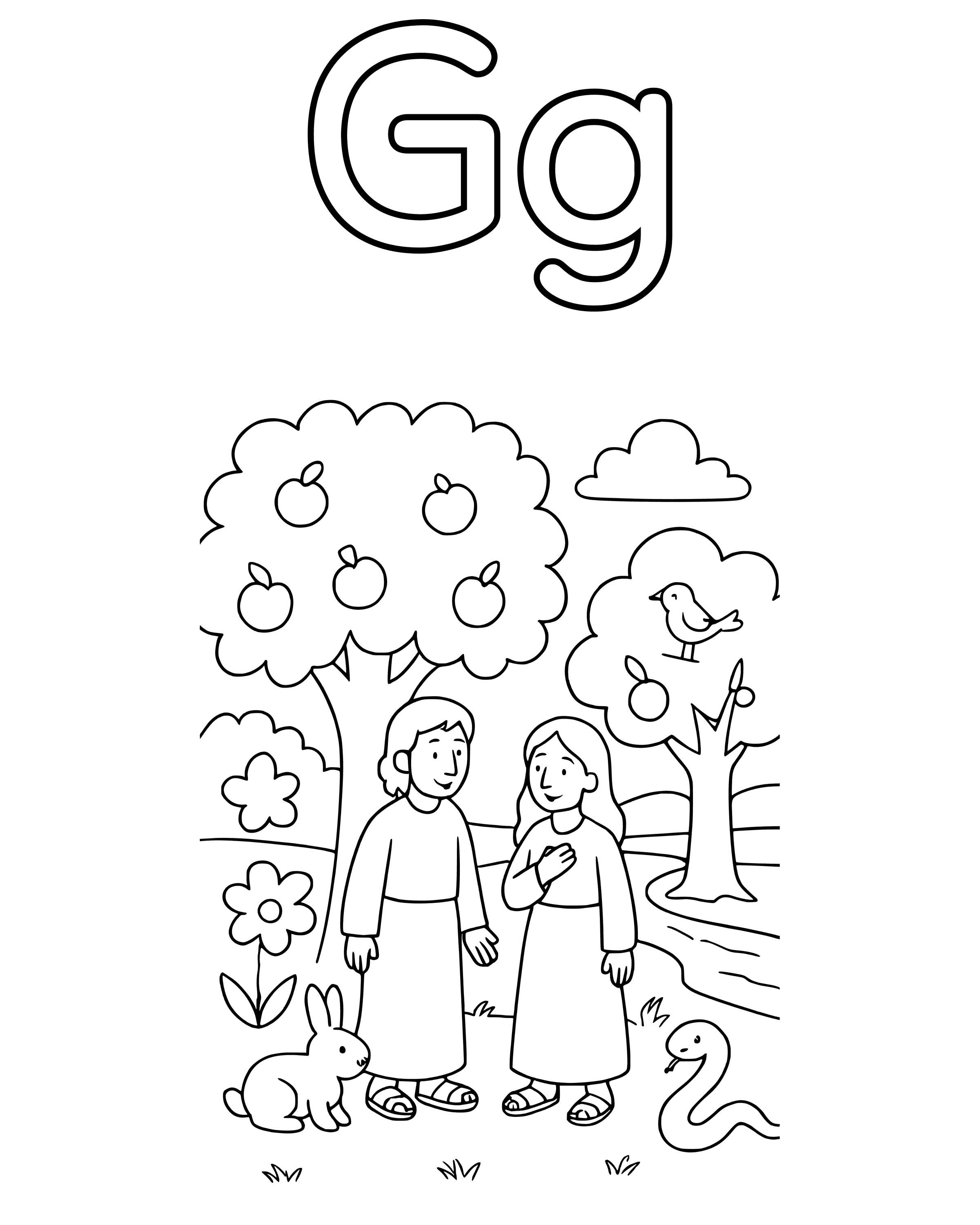 Simple G Is for Garden coloring page
